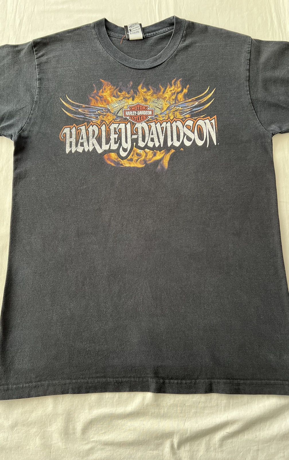 Harley Davidson Vintage 2005 Harley Davidson Fire Flame Motor Black T-shirt Size US L / EU 52-54 / 3 - 6 Thumbnail