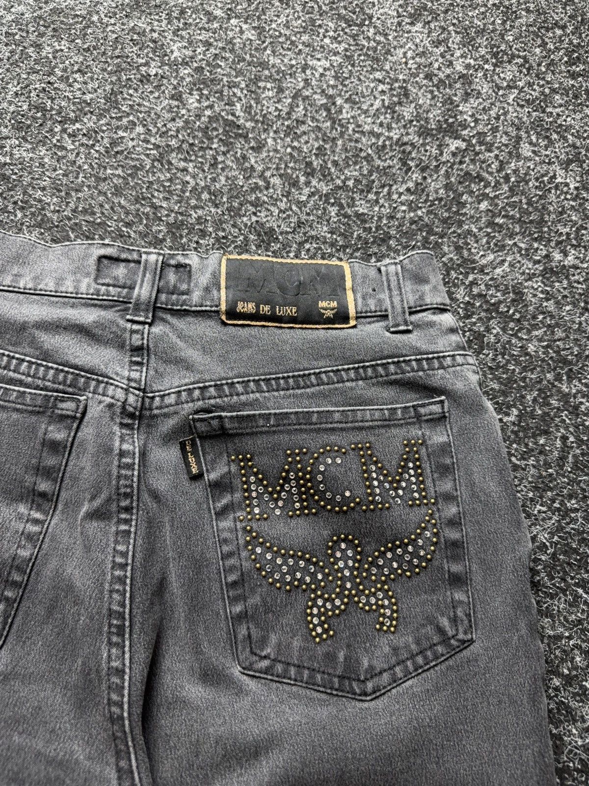 MCM Luxury MCM Jeans Studded Logo Pants Black Y2K Straight W29 Size 29" - 18 Thumbnail