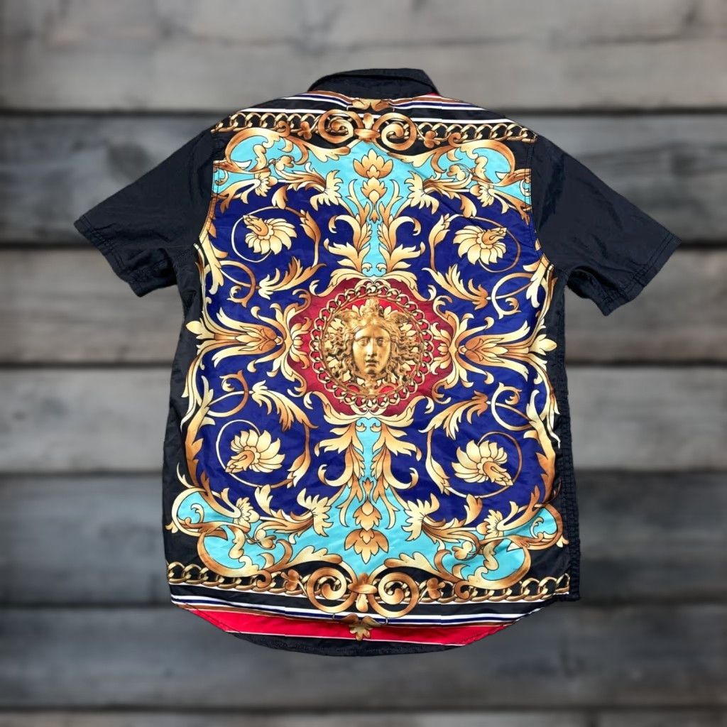 Vintage Tribal Sun Motif Pattern Shirt Adult Large Black Short Sleeve The Rock Cosplay Size US L / EU 52-54 / 3 - 1 Thumbnail