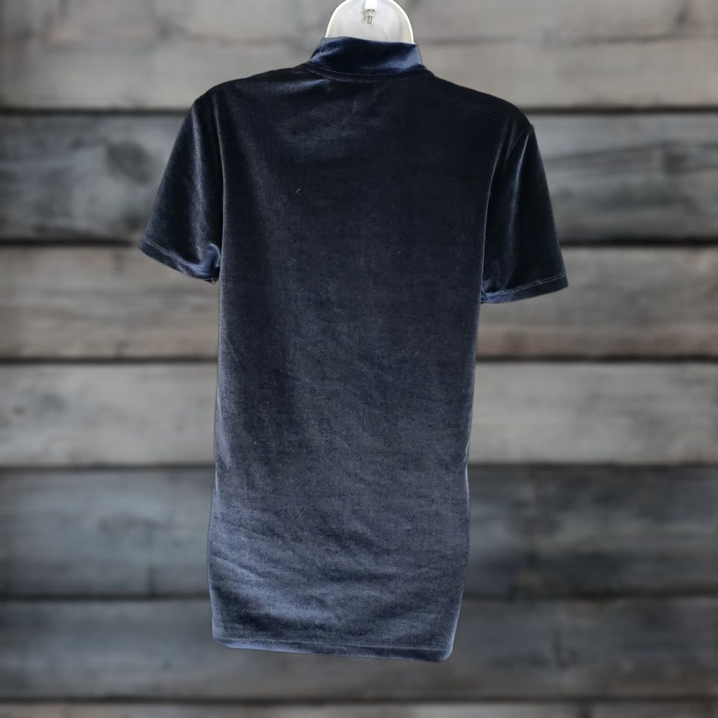 Asos ASOS Womens Top Shirt Velour Short Sleeve Mock Neck Blue Small Size S / US 4 / IT 40 - 1 Thumbnail