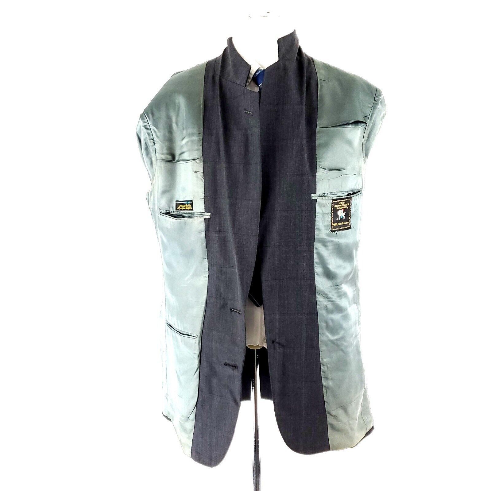Hart Schaffner Marx Hart Schaffner Marx Wool 2 Button Blazer 40L Gray Plaid W/ P Size 40L - 8 Thumbnail