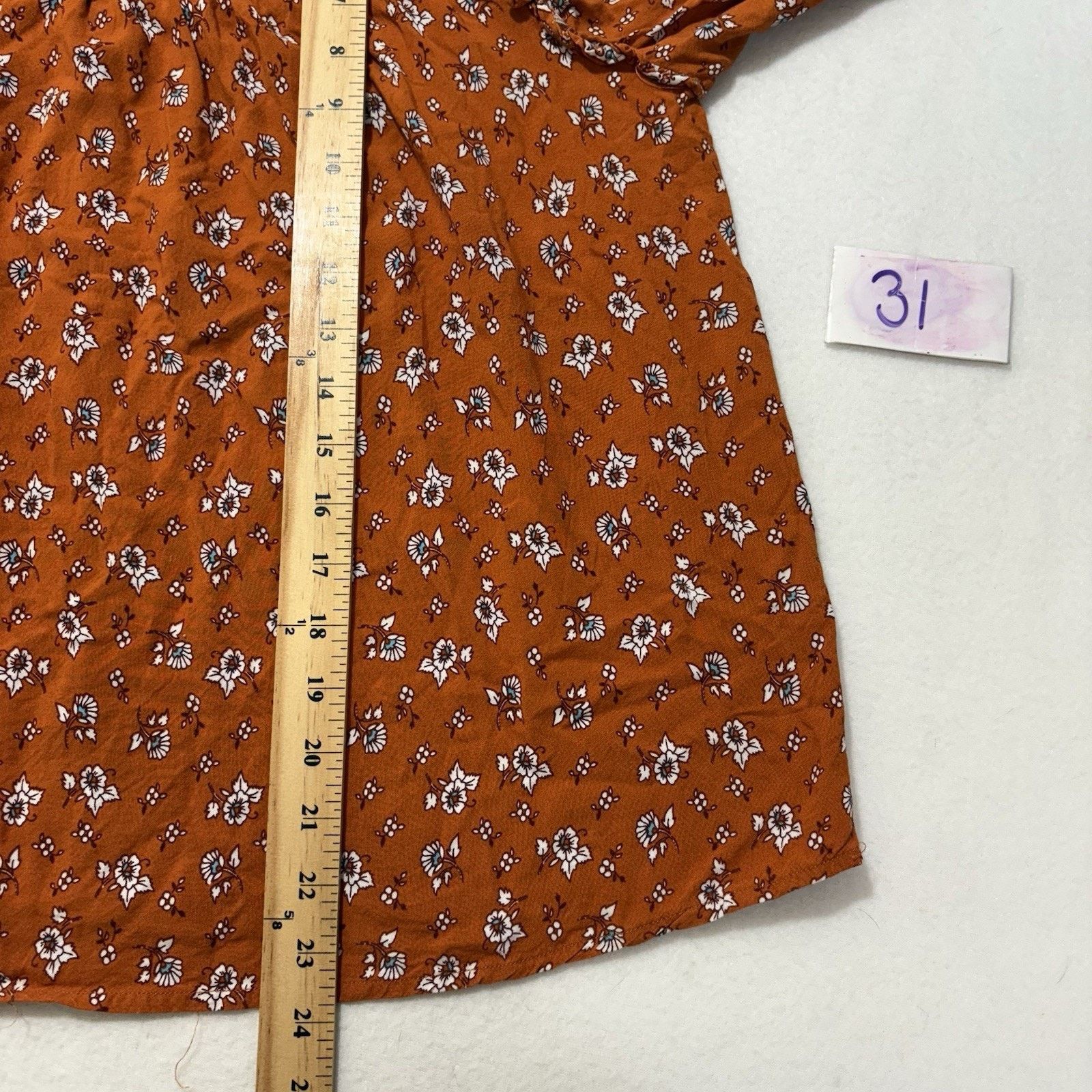 Forever 21 Foreve 21 Medium Smocked Boho Top Orange Floral Blouse Size M / US 6-8 / IT 42-44 - 9 Thumbnail