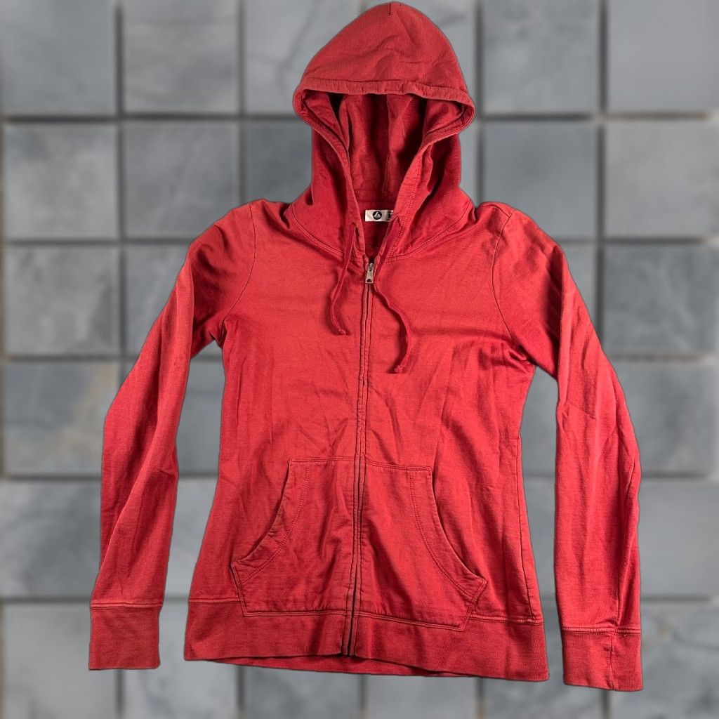 VINTAGE American Giant Hoodie Womens M Red Full Zip Pockets Made In USA Cotton/Modal Jersey
