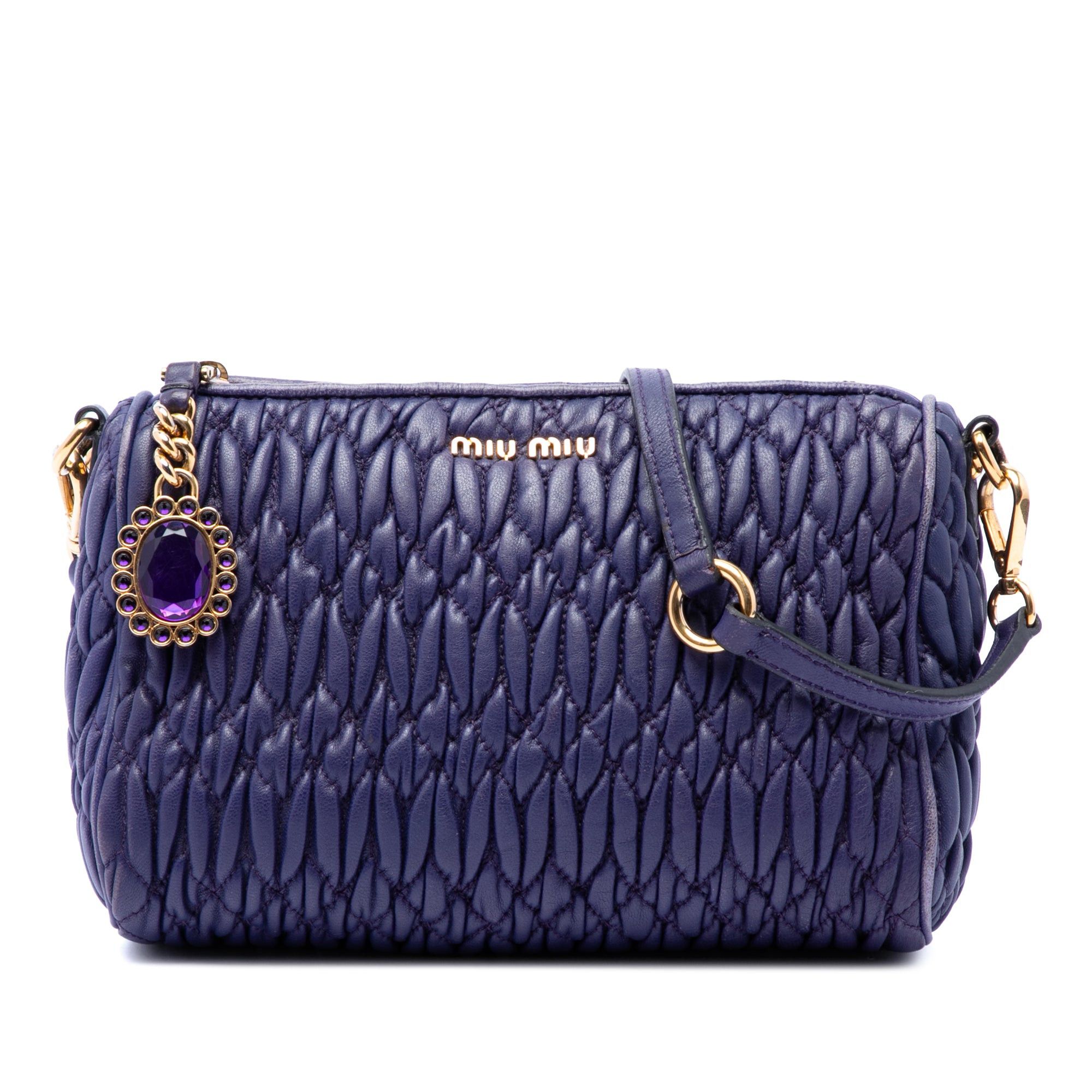 Miu Miu Matelasse Nappa Crystal Charm Shoulder Bag Size ONE SIZE - 1 Thumbnail