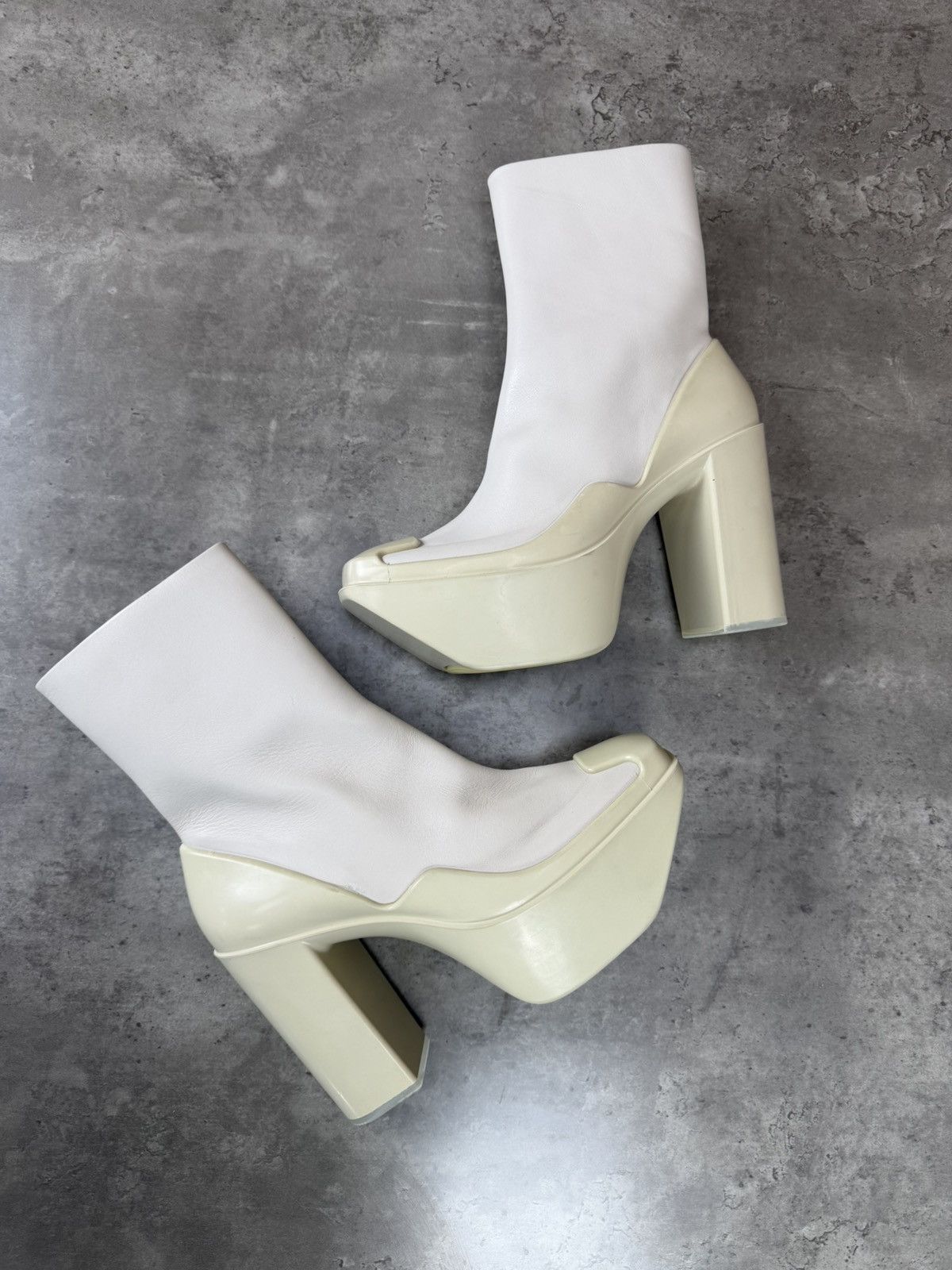 Peter Do at.kollektive x Peter Do Leather Platform Ankle Boots White Size US 10 / IT 40 - 14 Thumbnail