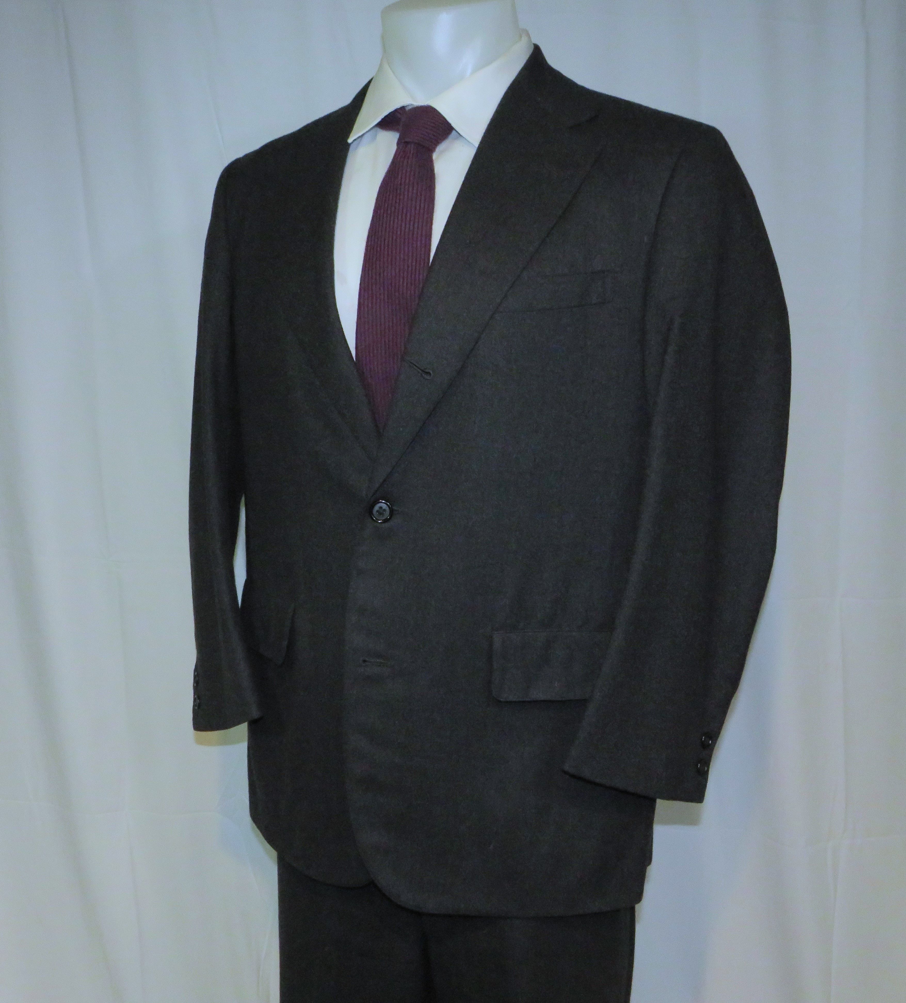 Brooks Brothers Golden Fleece Martin Greenfield Gray Flannel 3/2 Suit 42R Size 42R - 7 Thumbnail