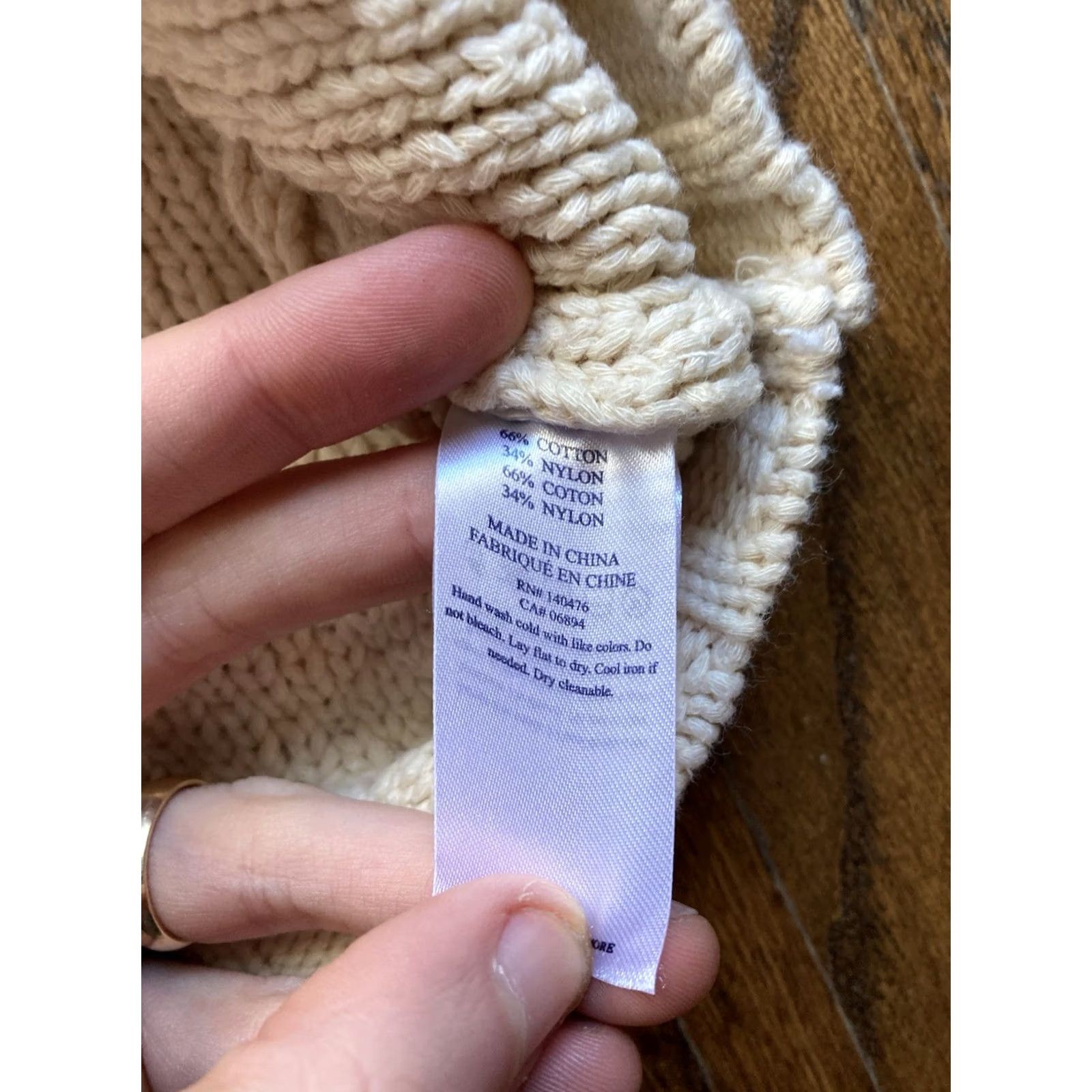Faherty Faherty Sweater Womens Size S Becket Cream Cable-Knit Cotton Blend Raglan Sleeve Crew Neck Pullover Size S / US 4 / IT 40 - 7 Thumbnail
