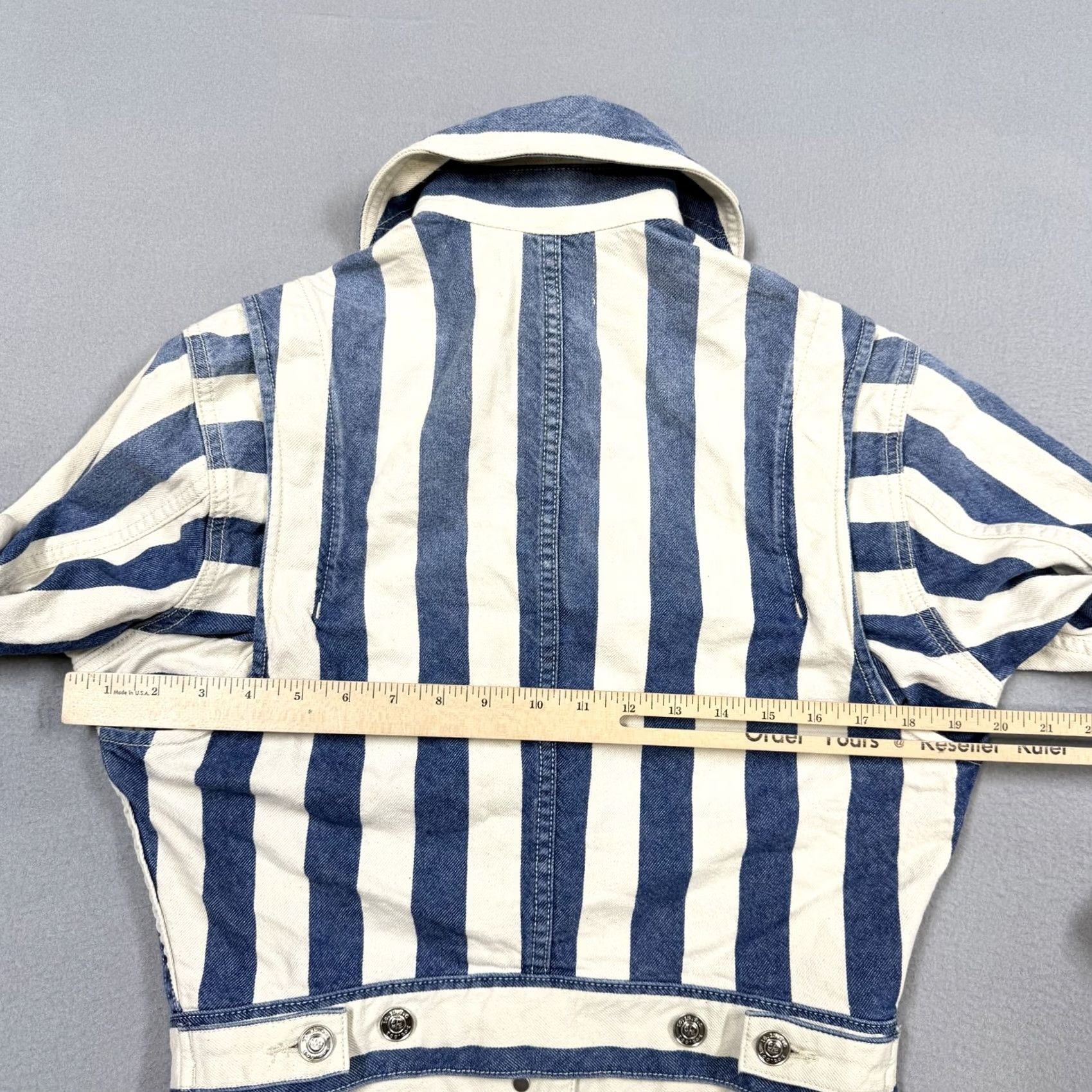 Vintage Current/Elliott Jacket Womens 0 Blue Striped Denim Cropped Button Front Jacket Size XS / US 0-2 / IT 36-38 - 6 Thumbnail