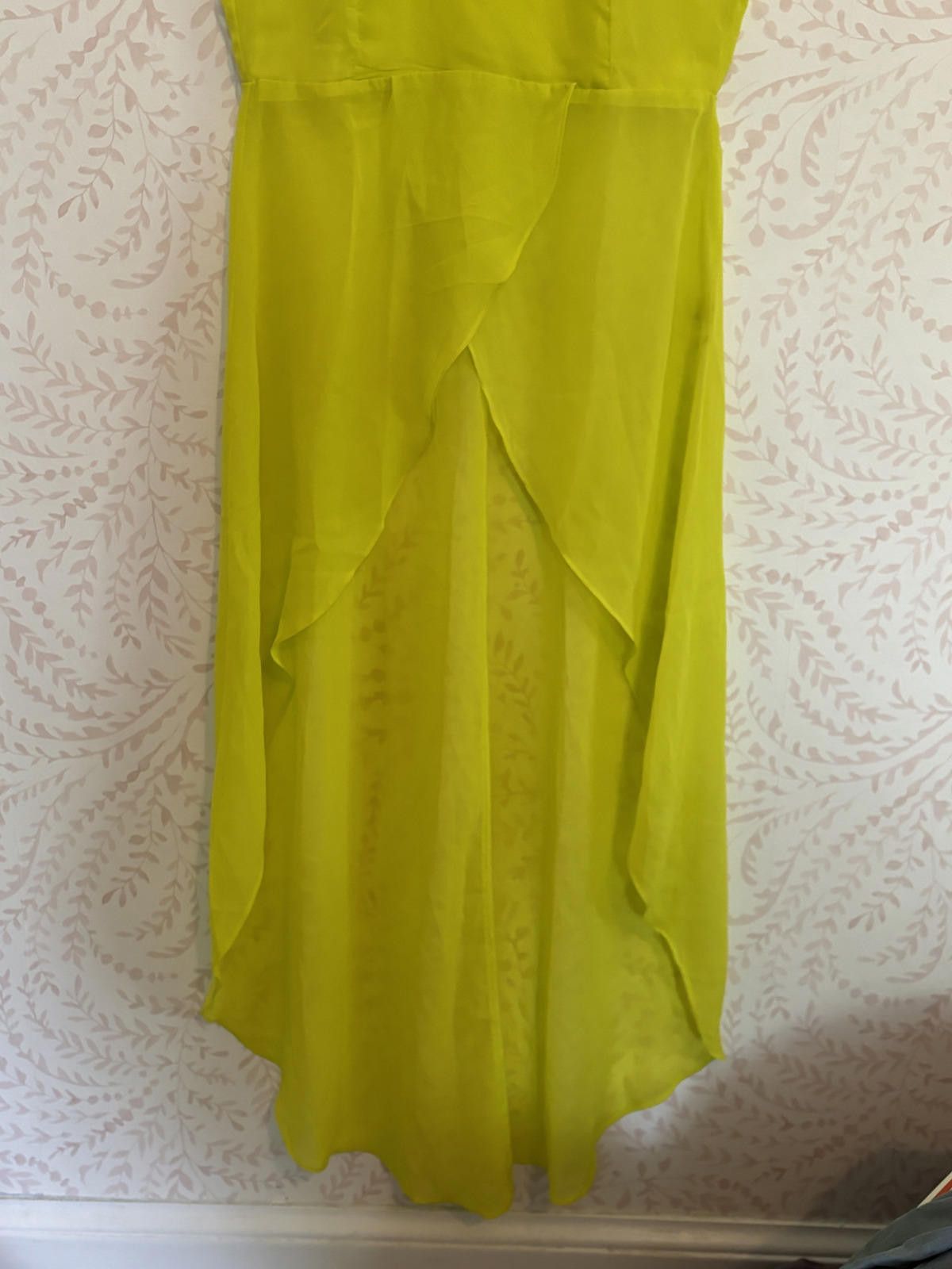 Designer NWT Vibrant Neon Yellow Sheer Maxi Halter Top Size S / US 4 / IT 40 - 7 Thumbnail