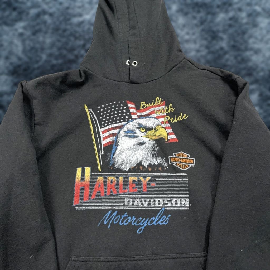 Harley Davidson Harley-Davidson Hoodie Mens XL Black Logo Sweatshirt Biker Motorcycle Ohio Graphic Print Cotton Blend Fleece Pullover Regular Man Size US XL / EU 56 / 4 - 1 Thumbnail