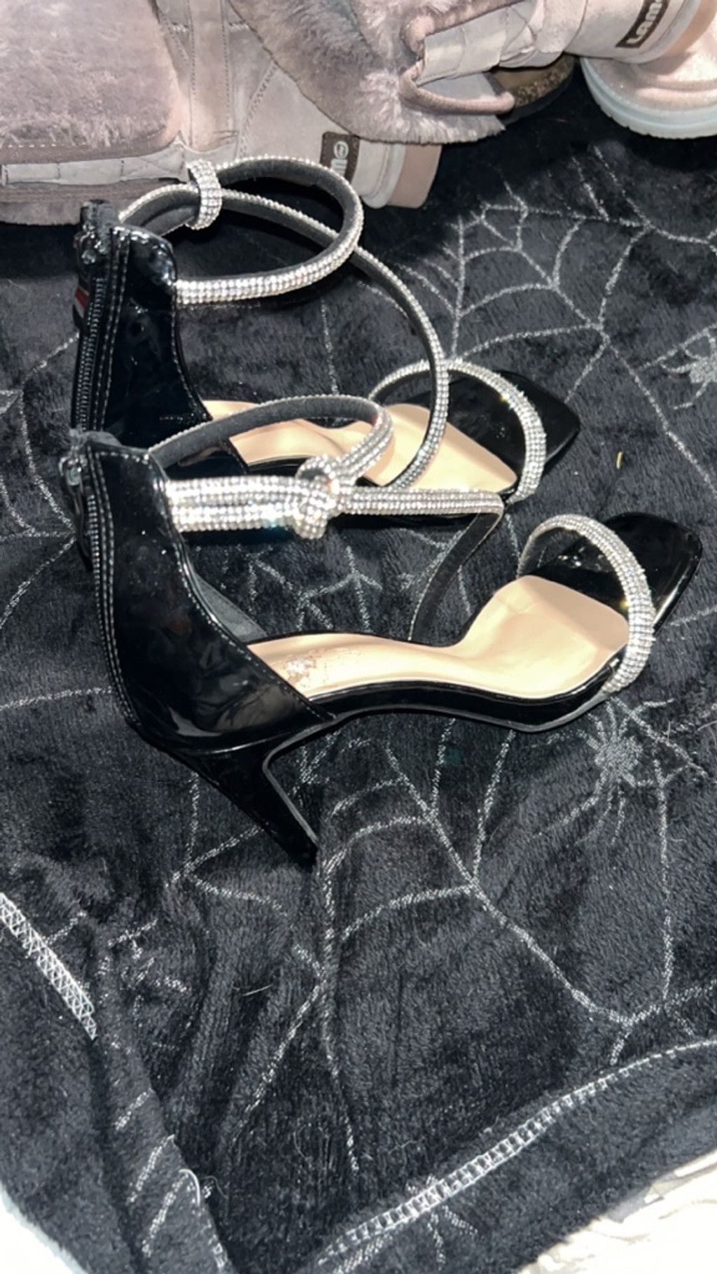 The Unbranded Brand Women's Unbranded Black & Silver Rhinestone Heels Size 8 Size US 8 / IT 38 - 2 Thumbnail