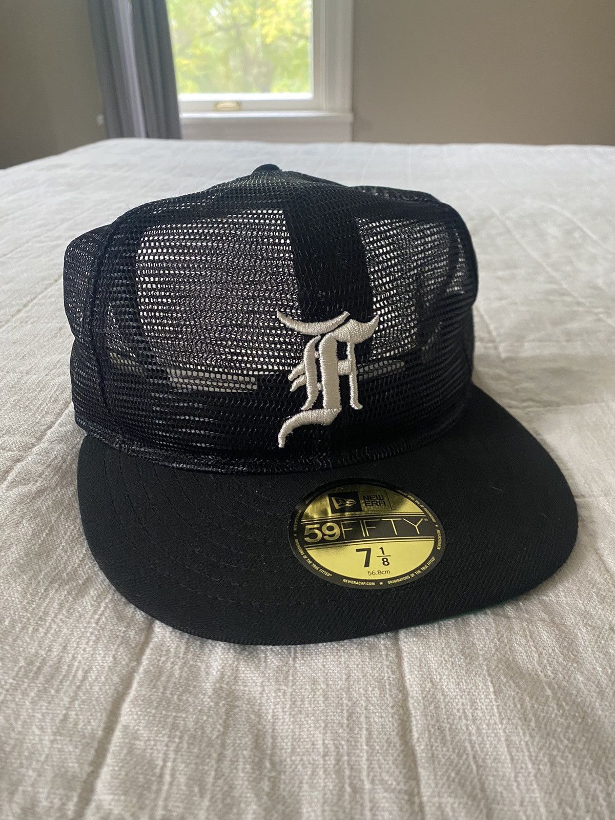 Men's New Era x Fear of God Black Mesh deals 59FIFTY Fitted Hat 7 1/4 Brand New RARE