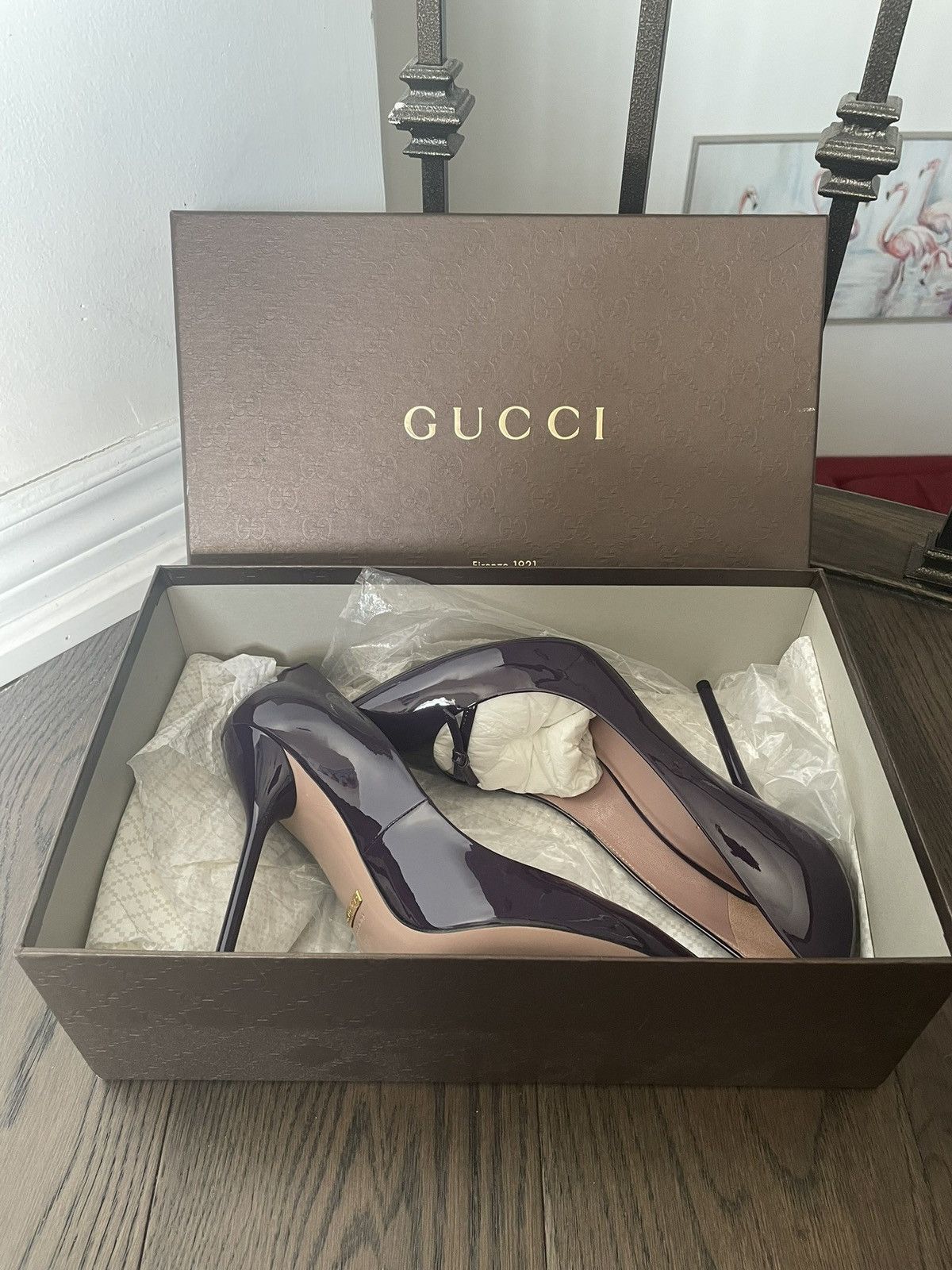 Gucci Gucci Vernice Crystal Melanzana Heels Size US 8 / IT 38 - 6 Thumbnail