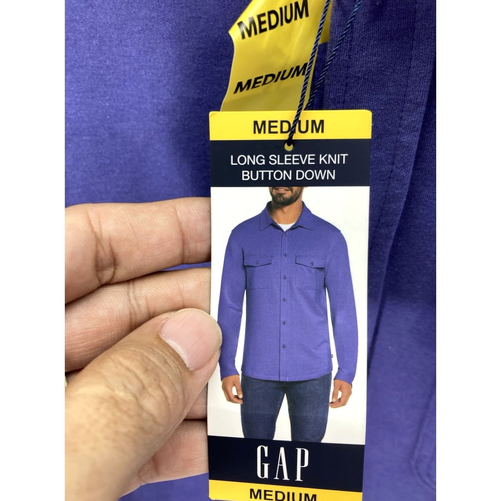 Gap Gap Knit Shirt Men Medium Blue Button Long Sleeve Cotton Blend Stretch NWT Size US M / EU 48-50 / 2 - 5 Thumbnail
