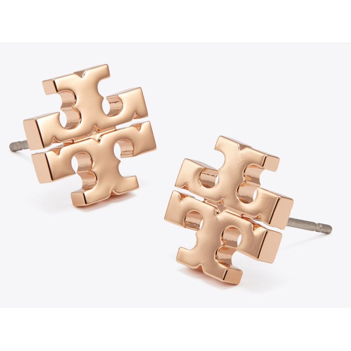 ✺ Tory Burch Rose Gold Kira Logo Stud Earrings ✺✺