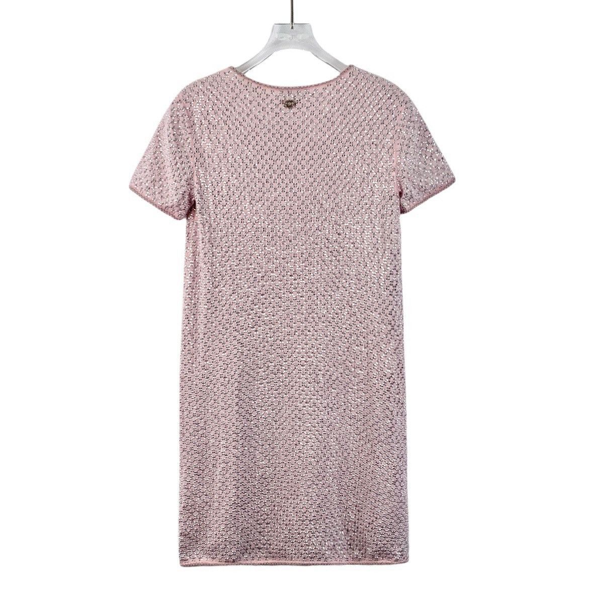 Chanel Chanel Pink Full Rhinestone Short Sleeve Dress K26WX Size XS / US 0-2 / IT 36-38 - 2 Thumbnail