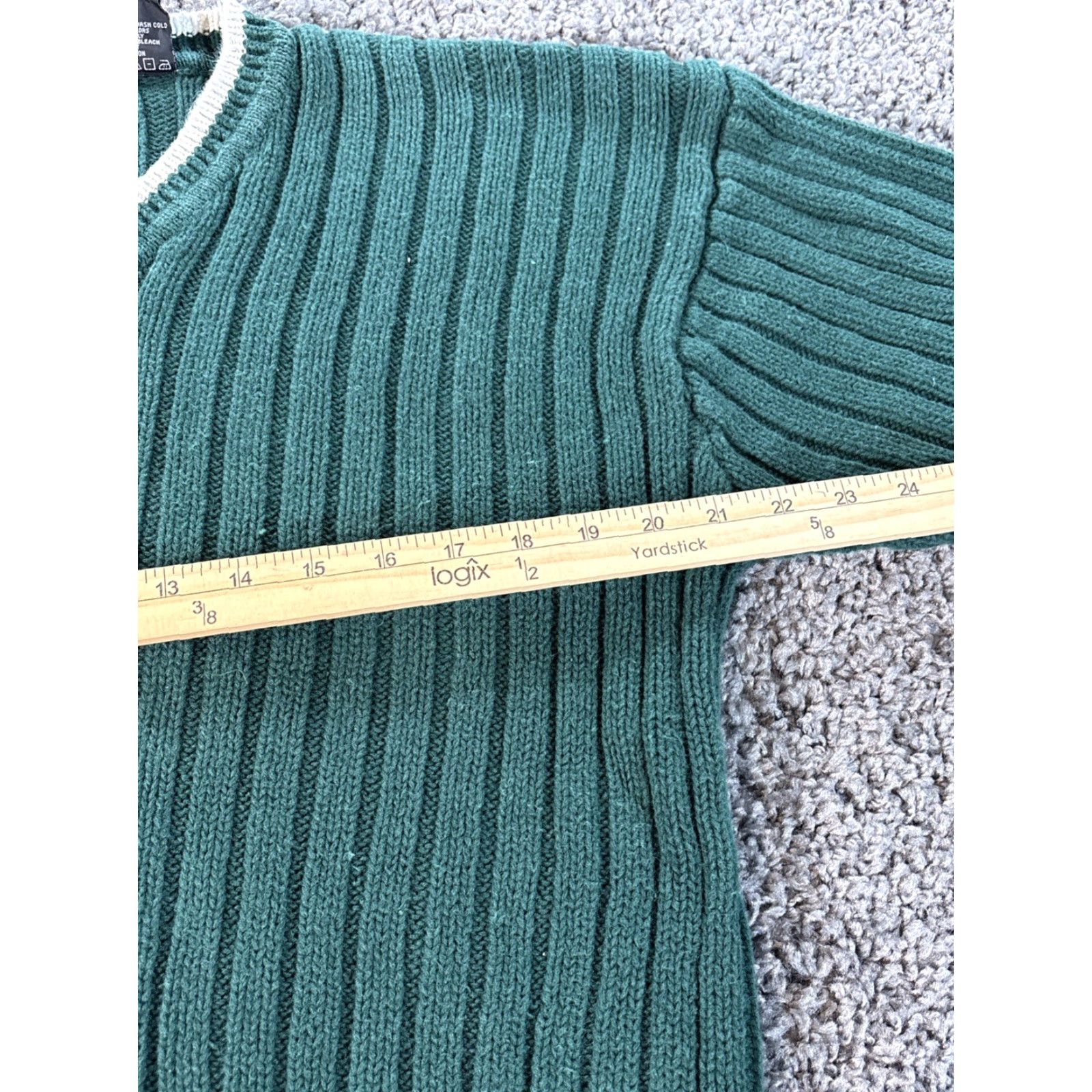 Vintage VINTAGE J RIGGINGS Sweater Men XL Green V-Neck Knit Cotton 90s Chunky Pullover Size US XL / EU 56 / 4 - 3 Thumbnail