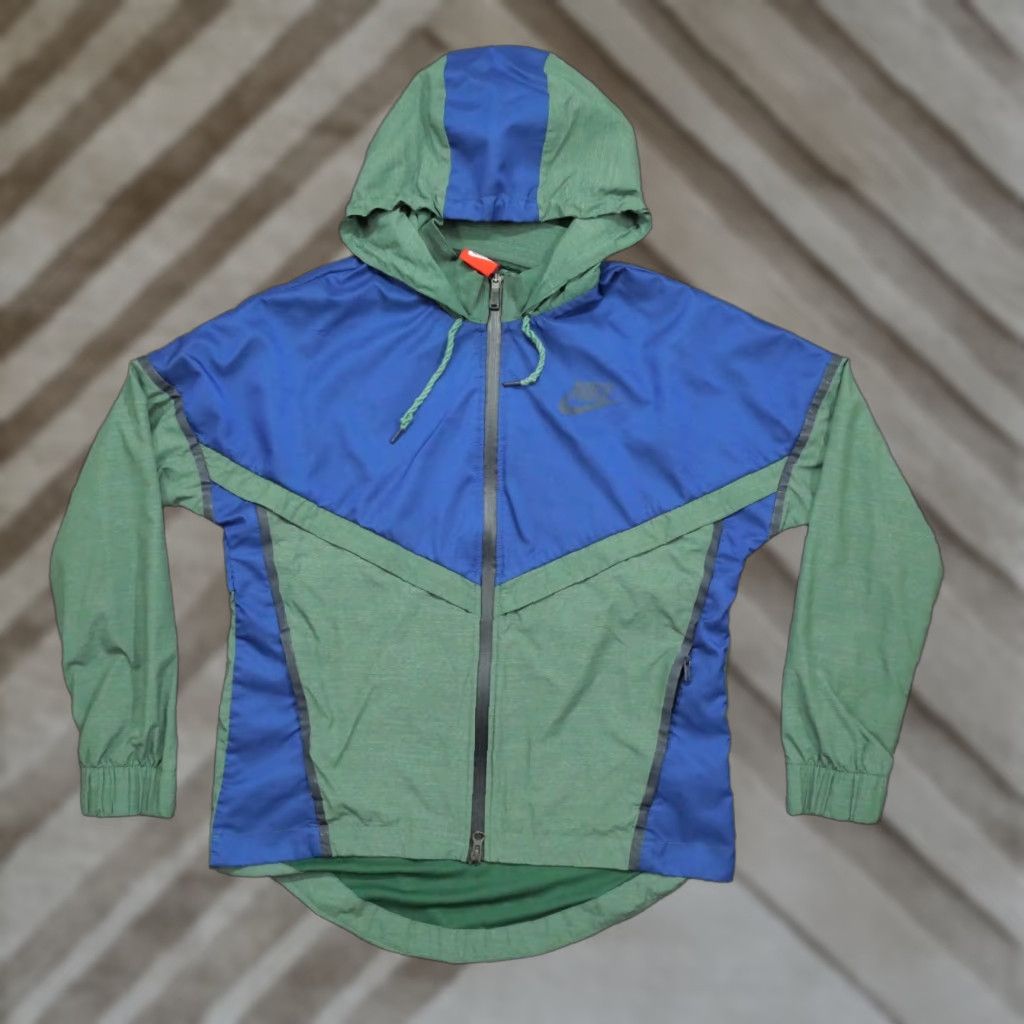 Nike Nike Jacket Womens Medium Green Blue Track Hooded Windbreaker Full Zip Size M / US 6-8 / IT 42-44 - 1 Thumbnail