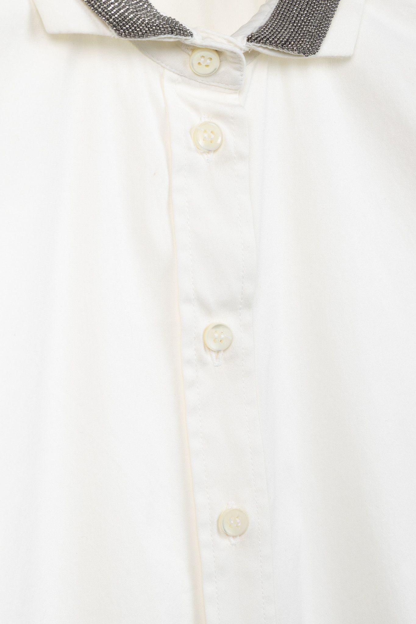 Brunello Cucinelli Brunello Cucinelli SS/17 Cotton Poplin Monili-Collar Shirt Size S / US 4 / IT 40 - 8 Thumbnail