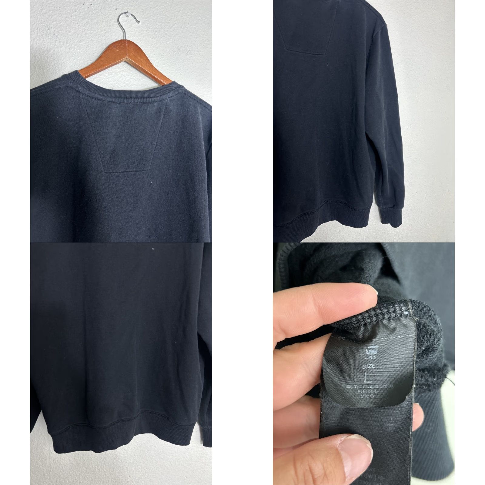 Vintage G-STAR RAW Crewneck Spellout Sweatshirt Black Mens Large Pullover Sweatshirt Stars Size US L / EU 52-54 / 3 - 9 Thumbnail