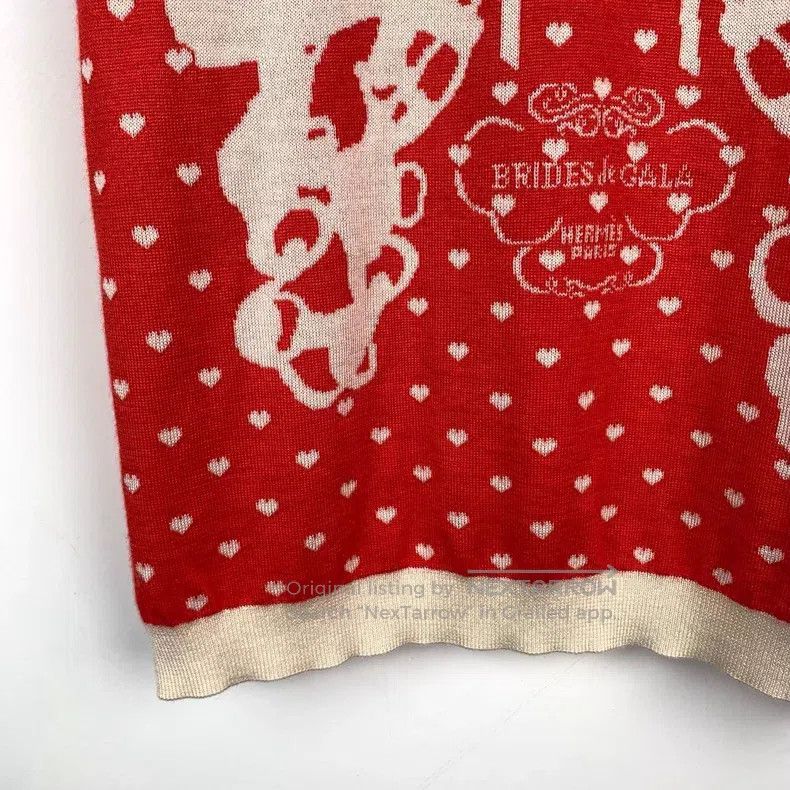 Hermes Hermes Heart pattern red round neck cashmere silk knitted Size XS / US 0-2 / IT 36-38 - 4 Thumbnail