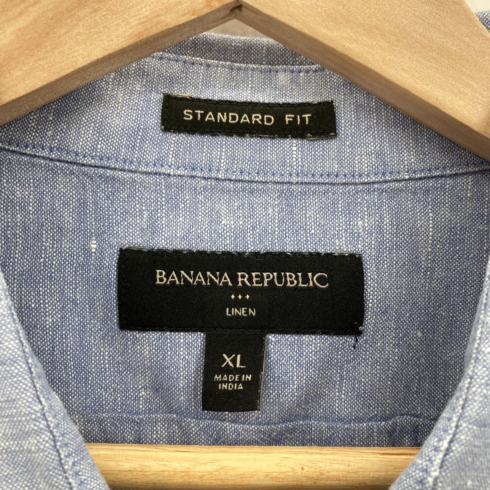 Banana Republic Banana Republic Shirt Mens XL Linen Blend Short Sleeve Button Up Standard Fit Blue Chambray Slub Pattern Beach Nautical Preppy Size US XL / EU 56 / 4 - 4 Thumbnail