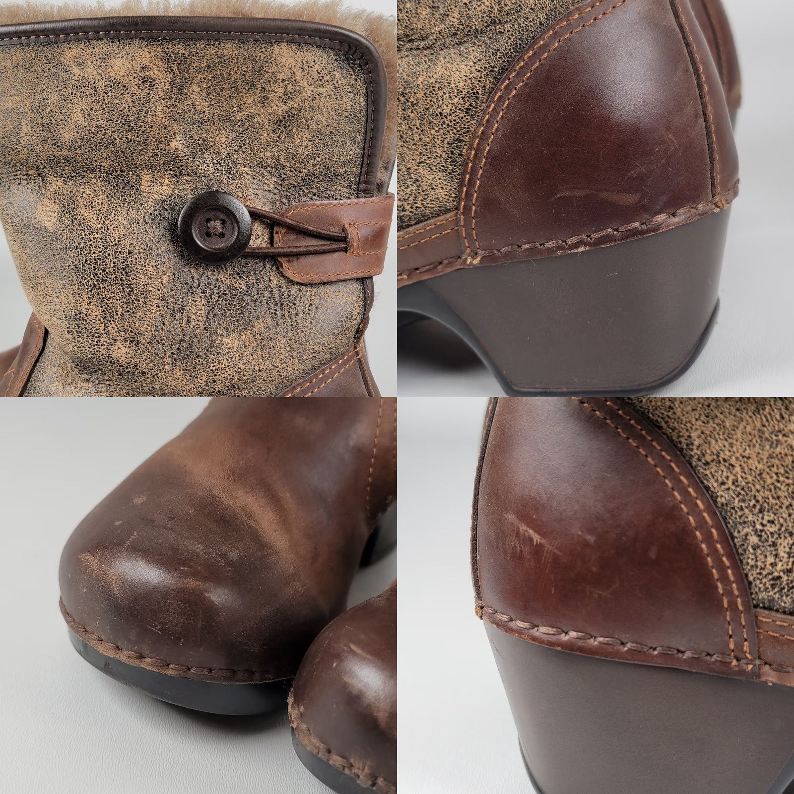 Dansko Dansko Stormy Brown Leather & Suede Shearling-Lined Roll Down Ankle Boots SZ 38 Size US 7 / IT 37 - 9 Thumbnail