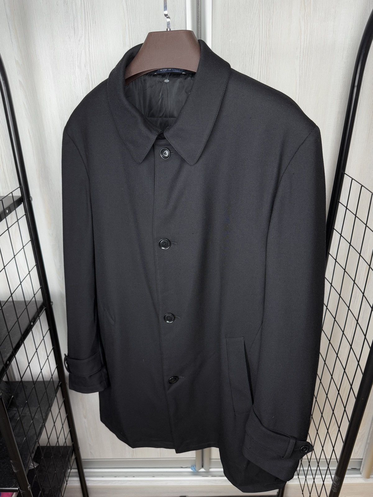 Pal Zileri Pal Zileri Italy Men’s black wool solid single-breasted coat Size US XXL / EU 58 / 5 - 6 Thumbnail