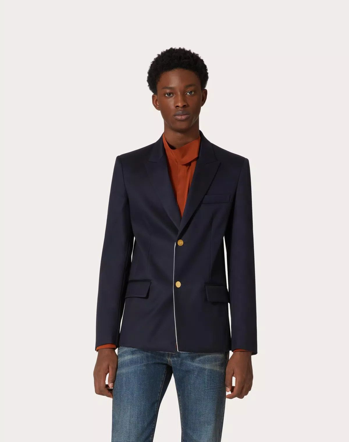 Valentino oc11z0725 Single Breasted Cotton Jacket in Navy Blue Size US S / EU 44-46 / 1 - 3 Thumbnail