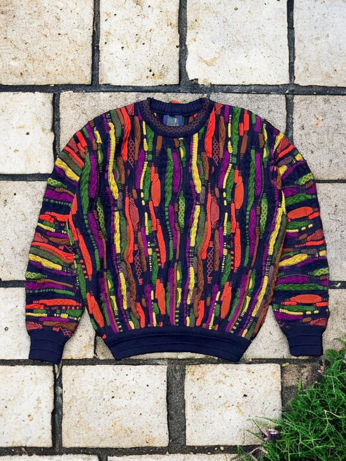 Coogi × Vintage Vintage 90s Limnos Coogi Style Cable Knit Sweater Pure Wool Size US L / EU 52-54 / 3 - 1 Thumbnail