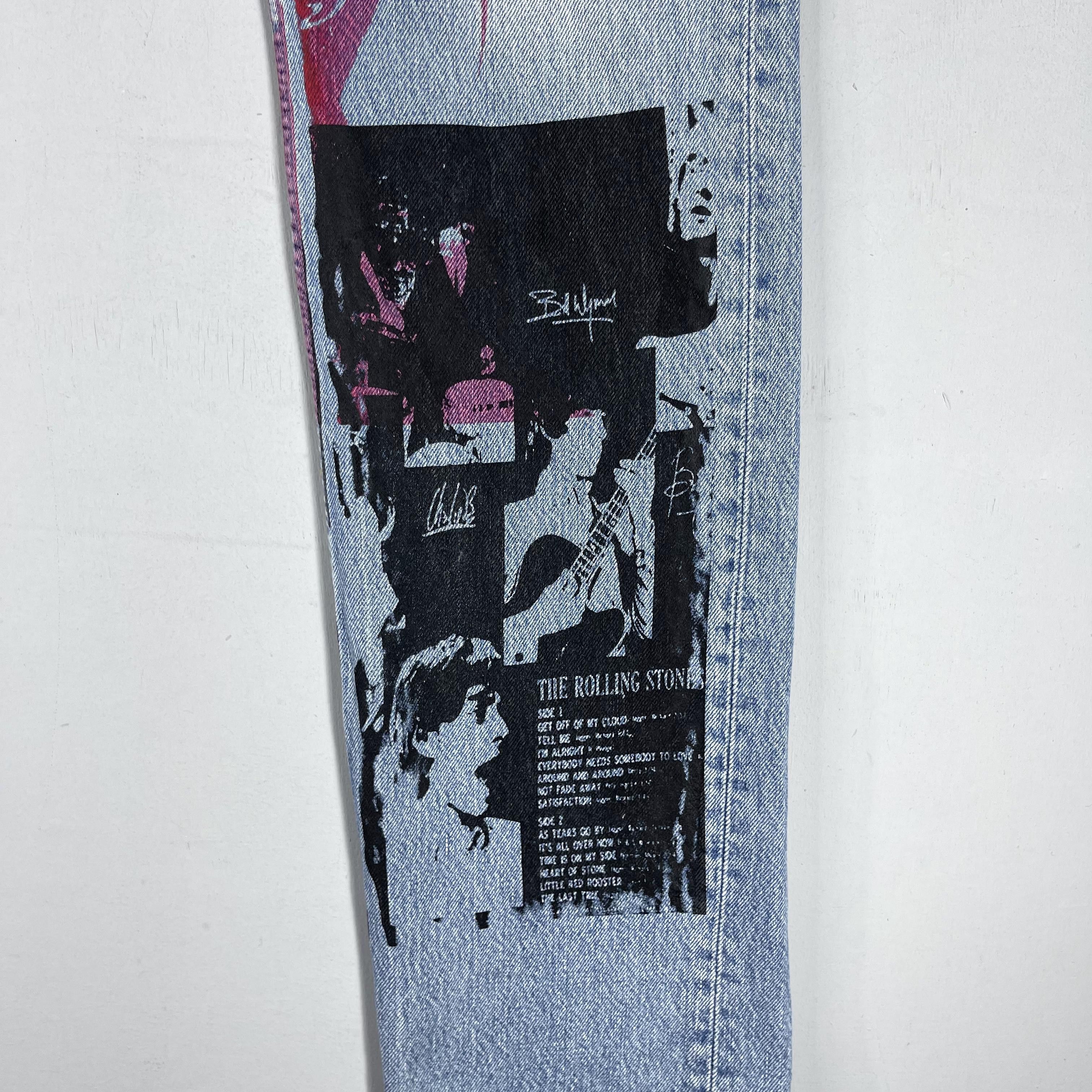 Levi's × Vintage Vintage 90s Levis 501 Rolling Stones Print Denim Jeans Size US 30 / EU 46 - 6 Thumbnail