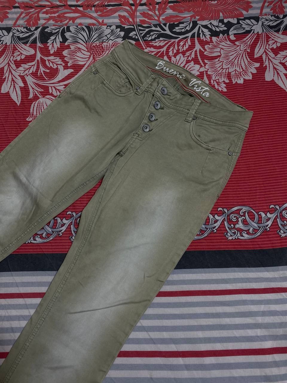 Vintage Distressed Dirty Patchwork Flared Denim Jeans Crush Faded Size US 34 / EU 50 - 4 Thumbnail