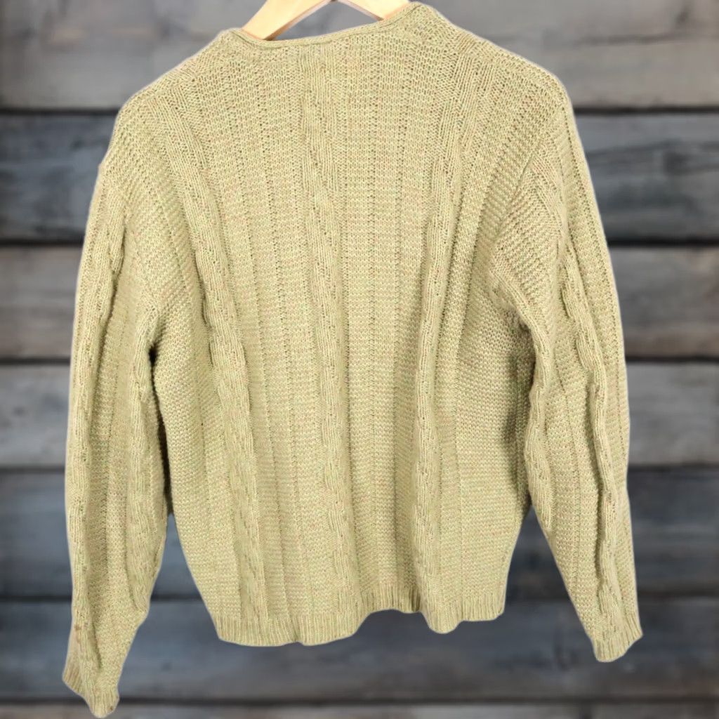 JCPenney VINTAGE JCPenney Sweater Men's Medium Green Wool Cardigan Cable Knit 60s Retro Mod VTG Size US M / EU 48-50 / 2 - 1 Thumbnail