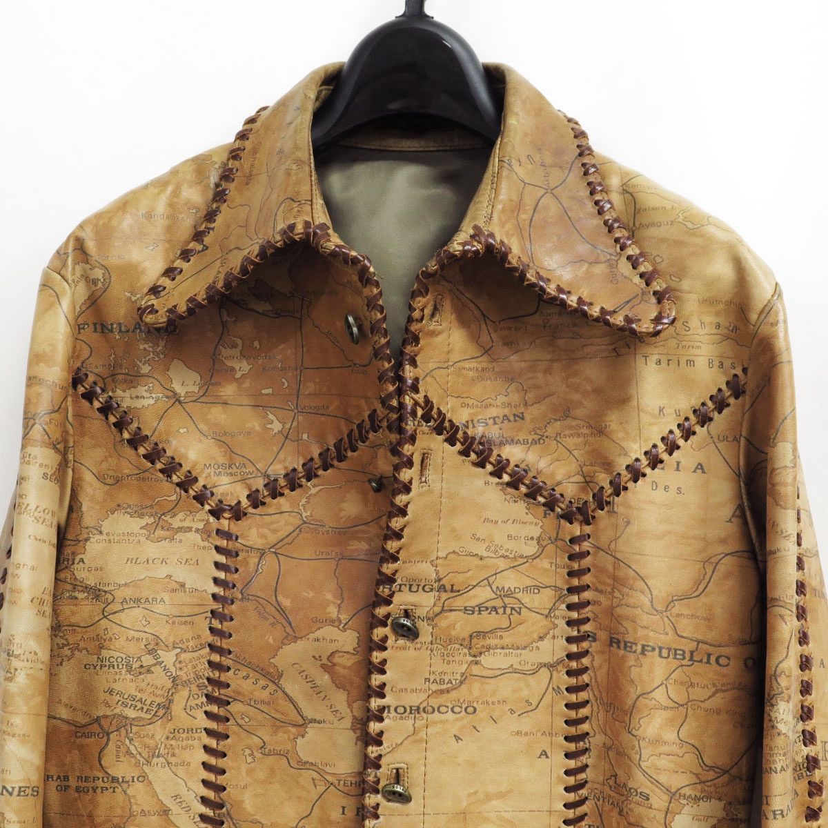 Obelisk Obelisk Ultra Rare Old Map Lamb Leather shirt jacket Size US S / EU 44-46 / 1 - 4 Thumbnail