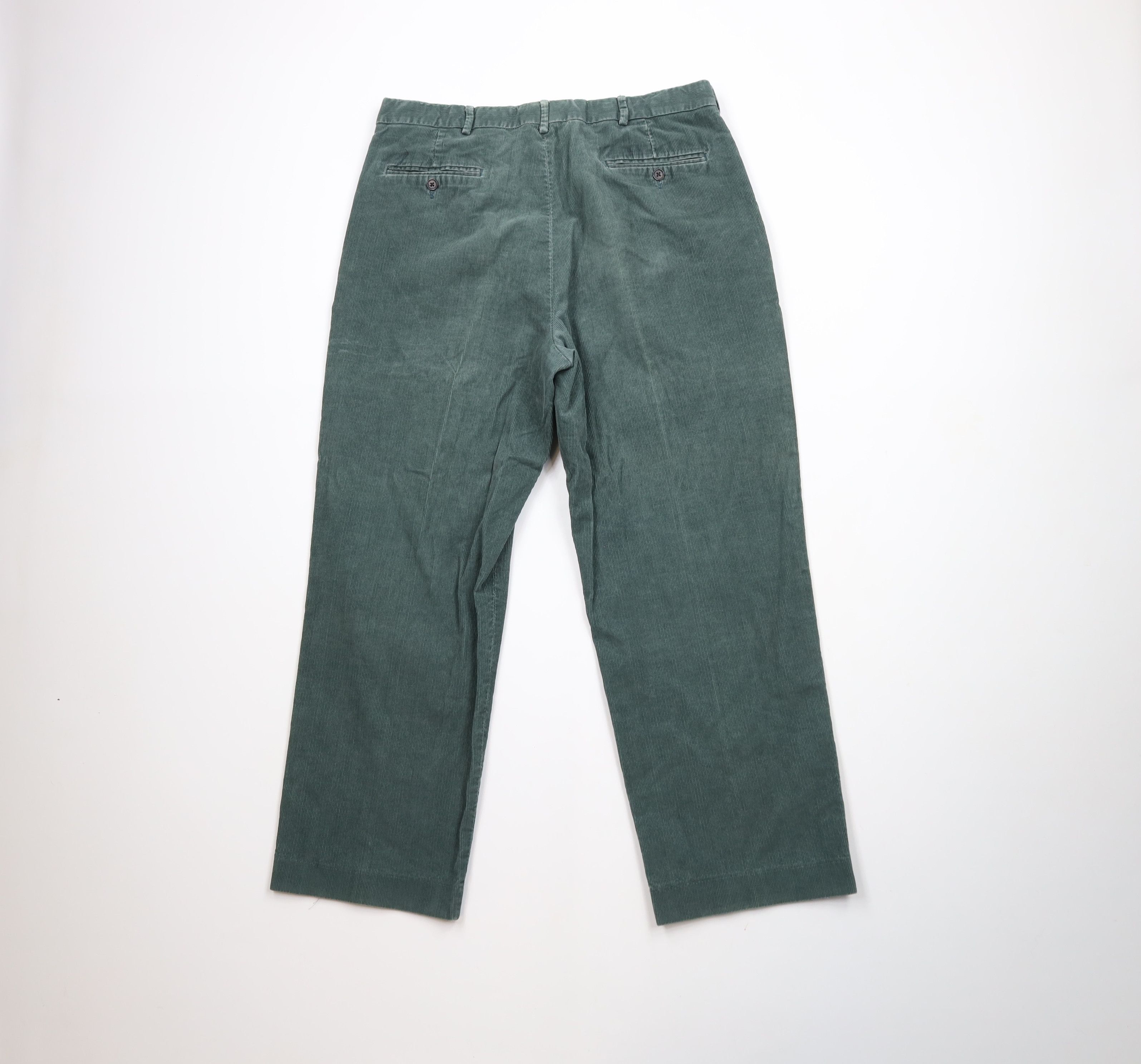 Lands' End × Vintage Vintage 90s Lands End Wide Leg Corduroy Chino Pants Green Size US 36 / EU 52 - 11 Thumbnail