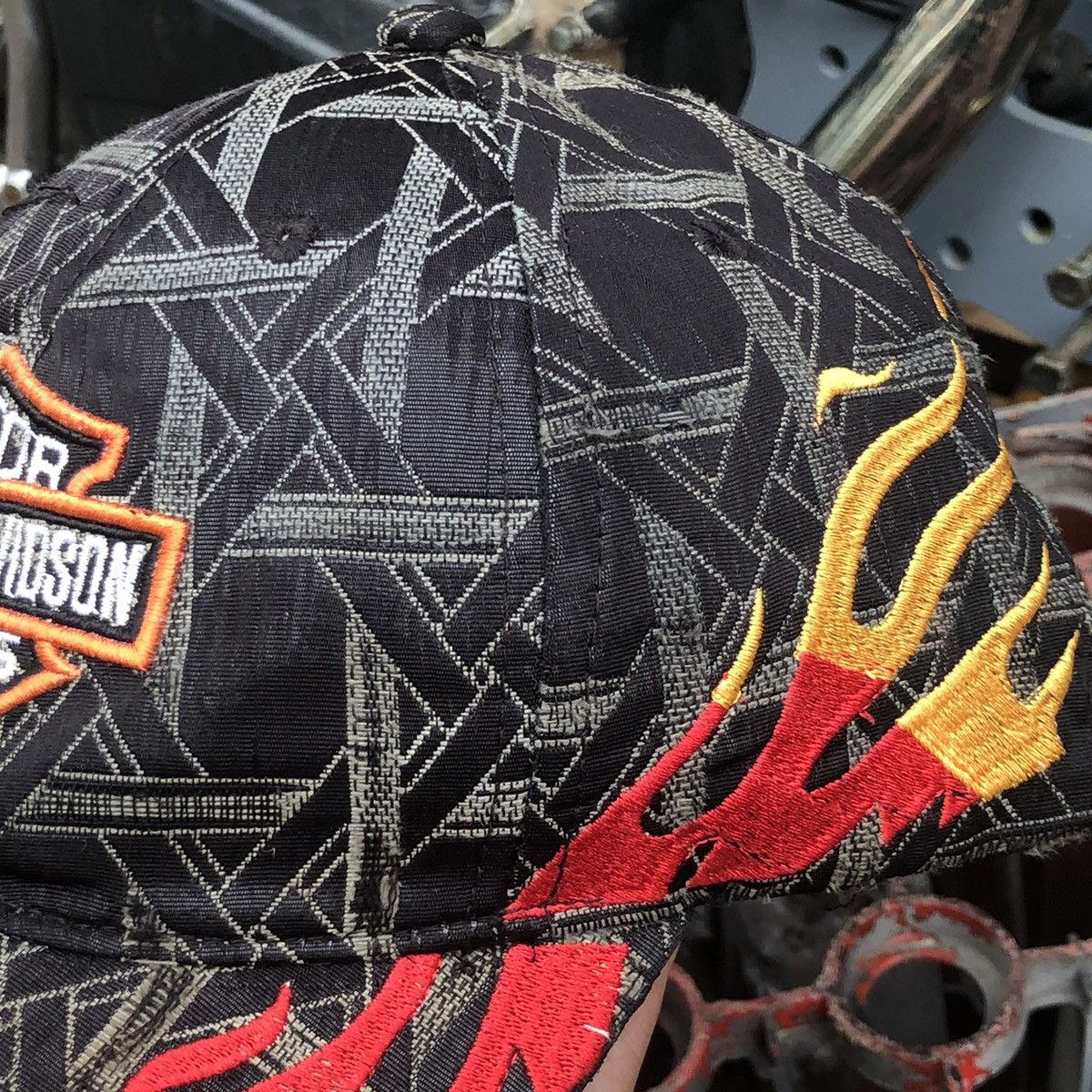 Harley Davidson 🔥RARE🔥 Vintage Harley Davidson Spell Out Flame Hat Size ONE SIZE - 6 Thumbnail