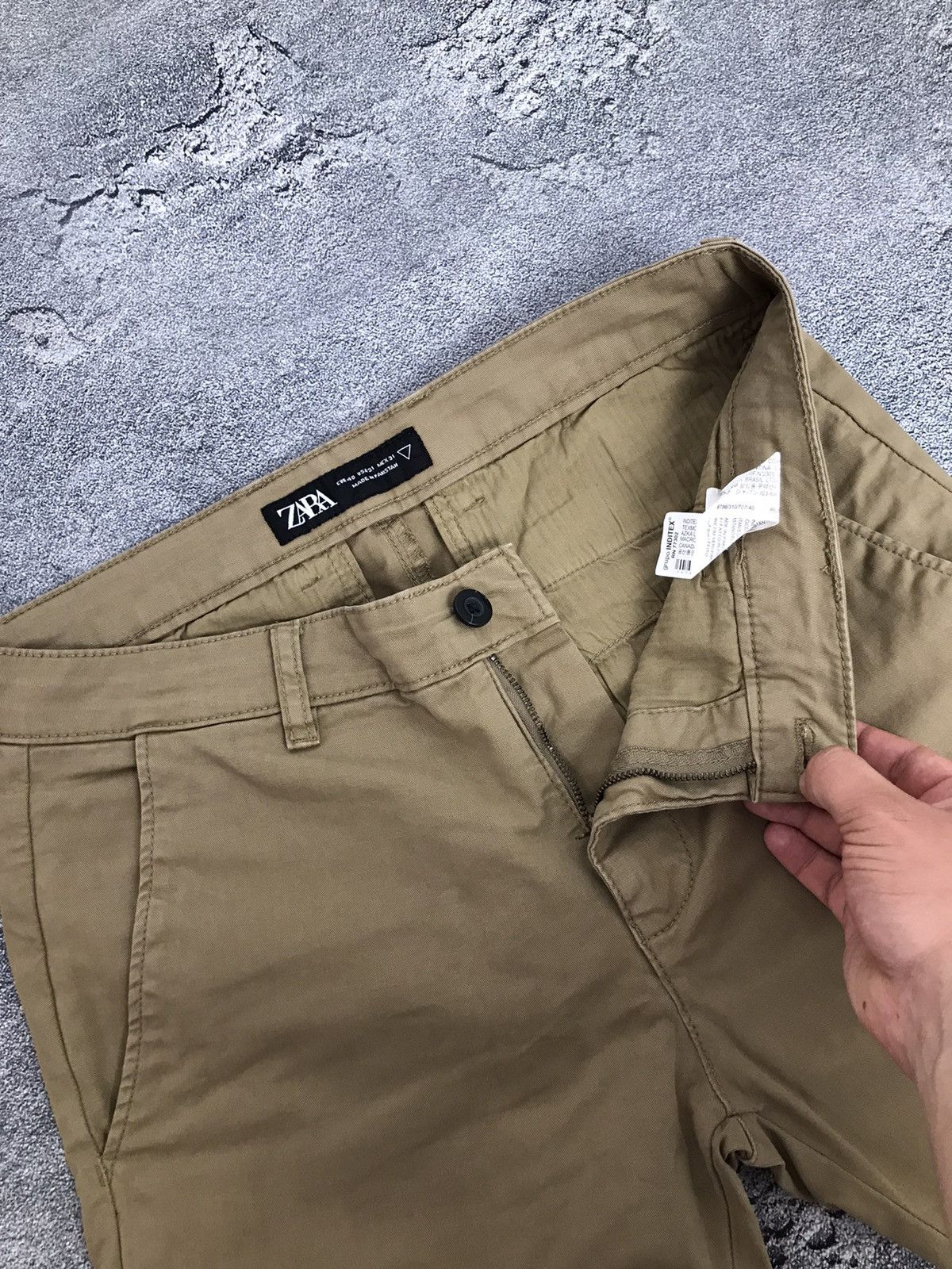 Zara Zara Skinny Fit Beige Basic Classic Cotton Chino Pants Size US 30 / EU 46 - 6 Thumbnail