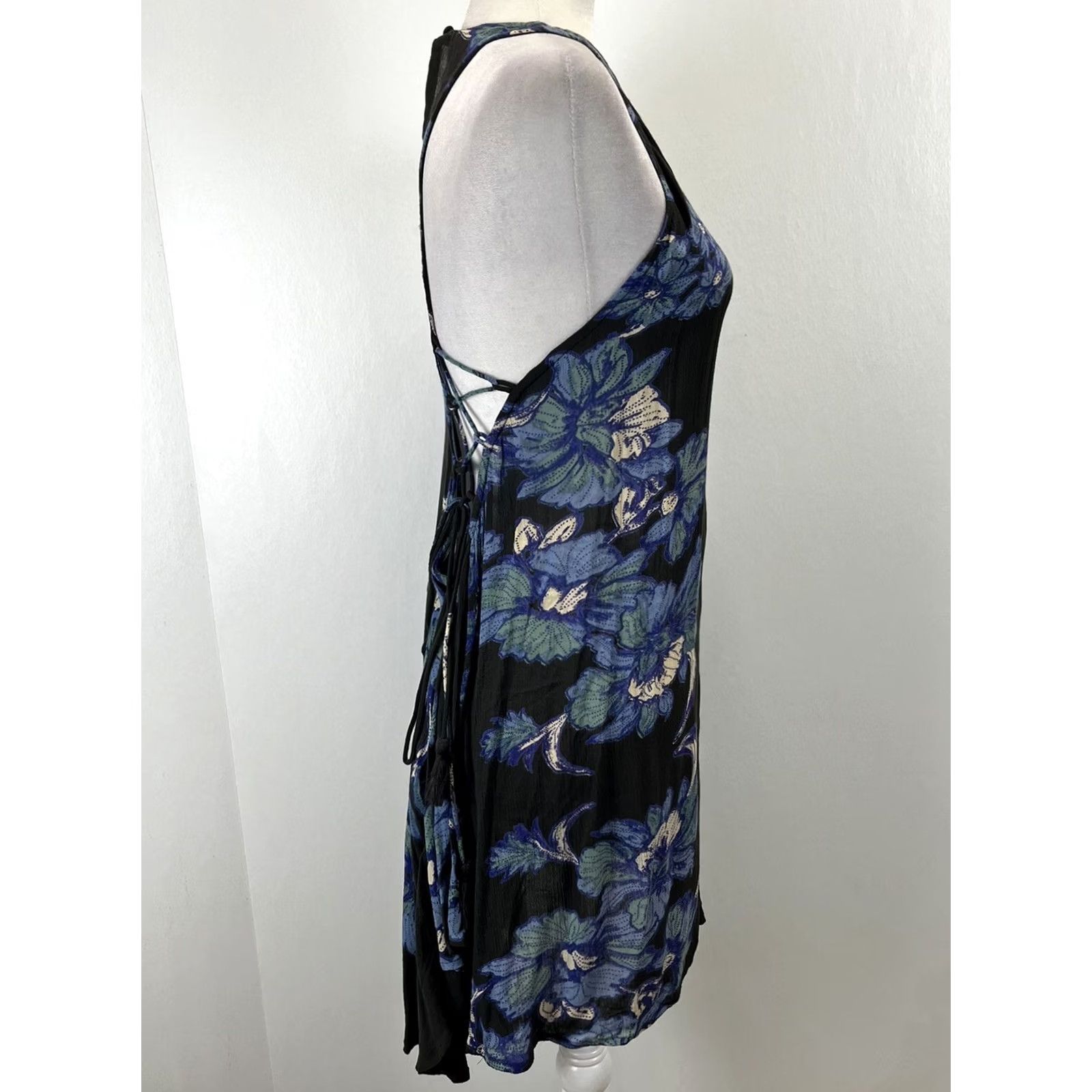 Free People Free People Dress Womens S Sleeveless Boho Festival Floral Side Ties Black Short Midi? (Original: Mini) Size S / US 4 / IT 40 - 4 Thumbnail