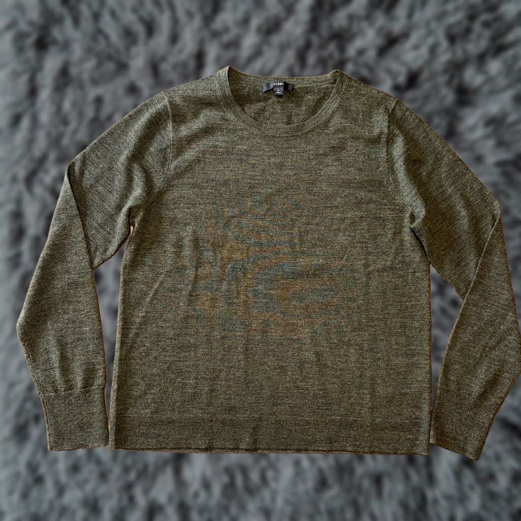J.Crew J.CREW Sweater Large Green Crewneck Merino Wool Pullover AM146 Womens Pullover Classic Preppy Colorful Size L / US 10 / IT 46 - 1 Thumbnail