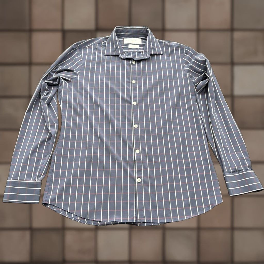 Mizzen+Main Mizzen & Main Shirt Men Trim Fit Large Purple White Striped Polyester Button-Up Shirt - Multicolor, Long Sleeve, Collared, Regular Size L, Mens Size US L / EU 52-54 / 3 - 1 Thumbnail
