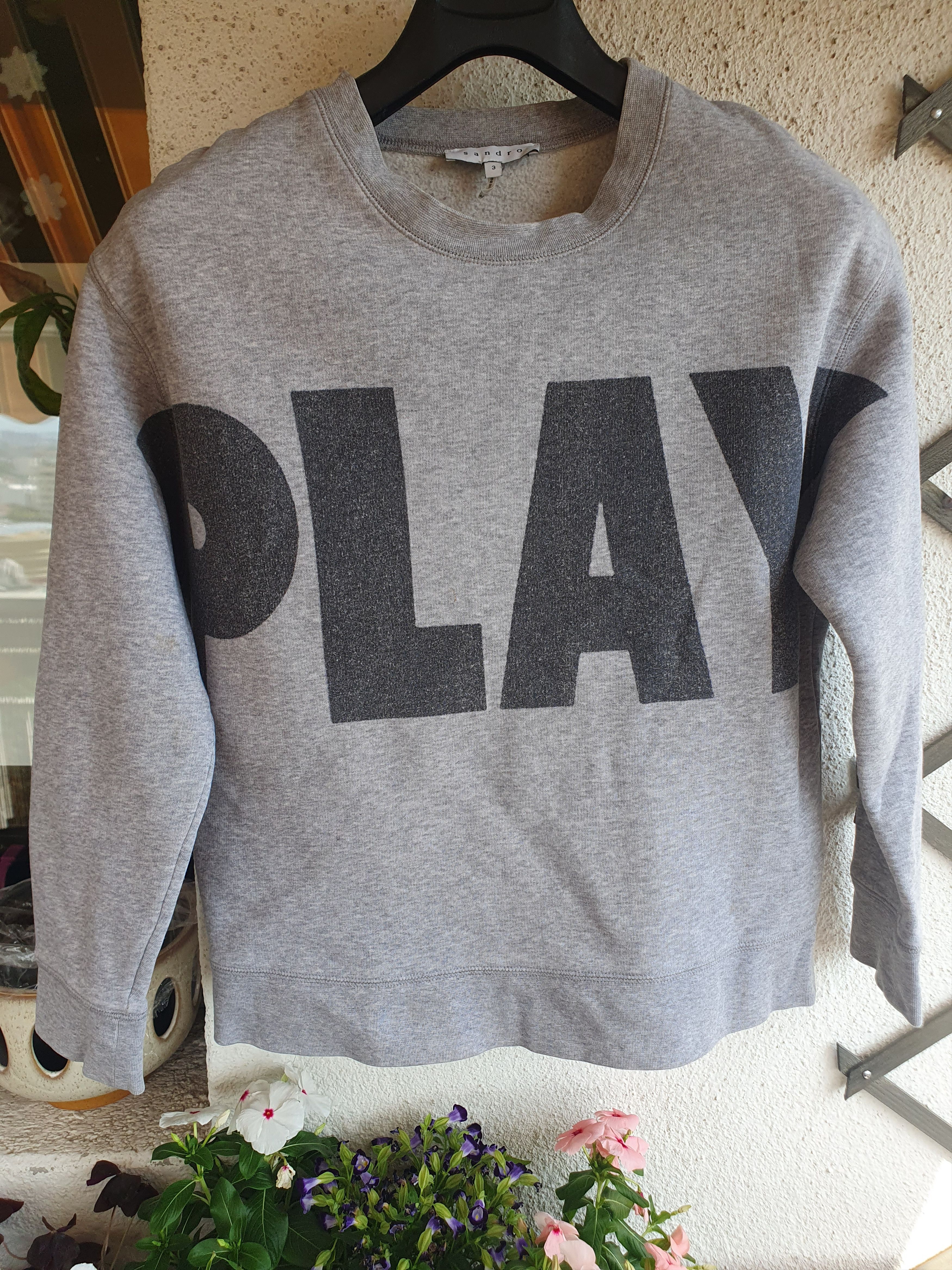 Sandro Sandro Play Grey Cotton Sweatshirt sz 3/M Size M / US 6-8 / IT 42-44 - 1 Thumbnail