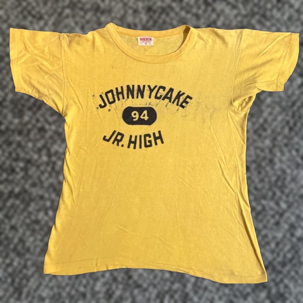 VINTAGE Wilton T Shirt 1940s School Yellow 100% Cotton M Men's Shirt