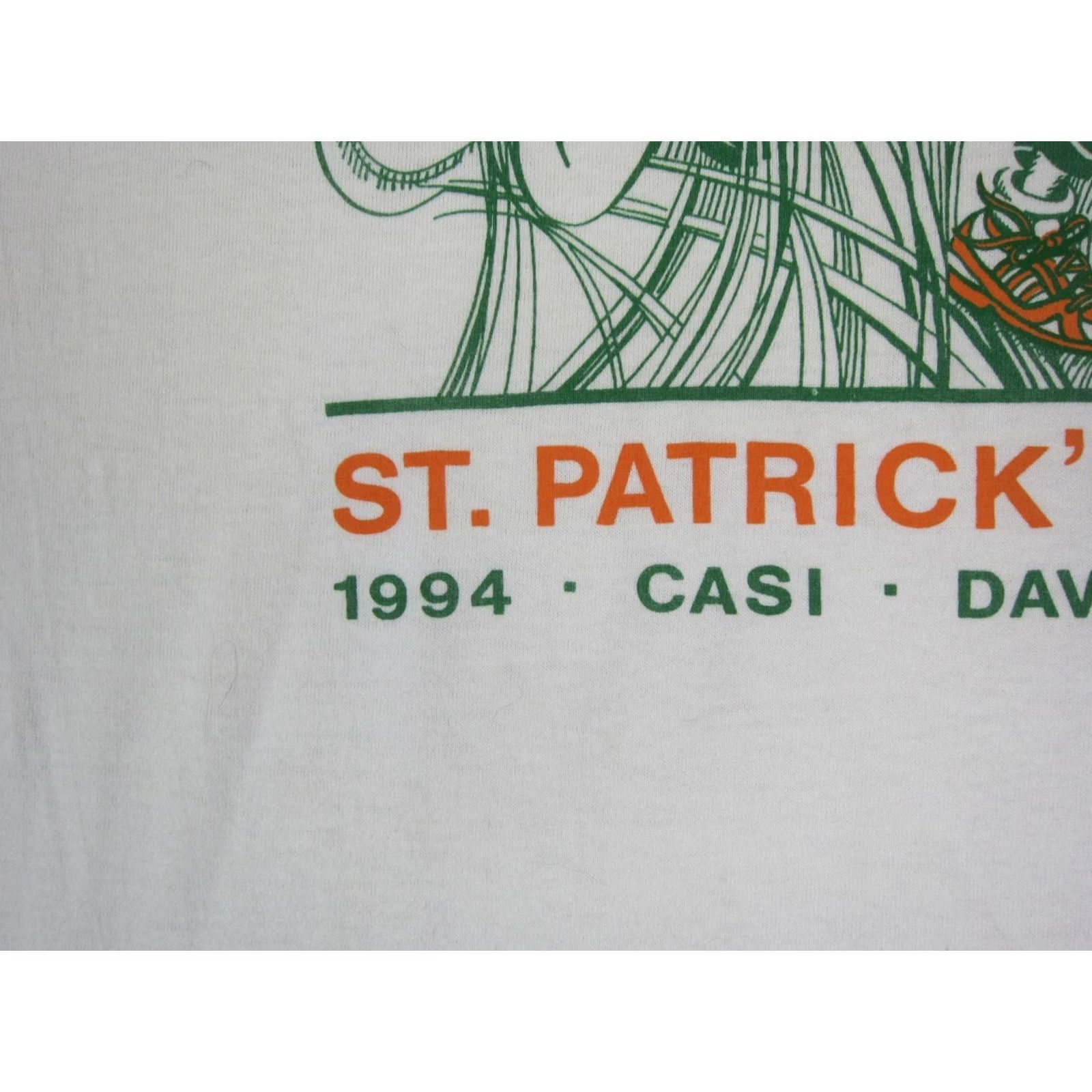 Fruit Of The Loom VINTAGE St Patricks Day Shirt Mens XL White Single Stitch USA 90s Size US XL / EU 56 / 4 - 4 Thumbnail