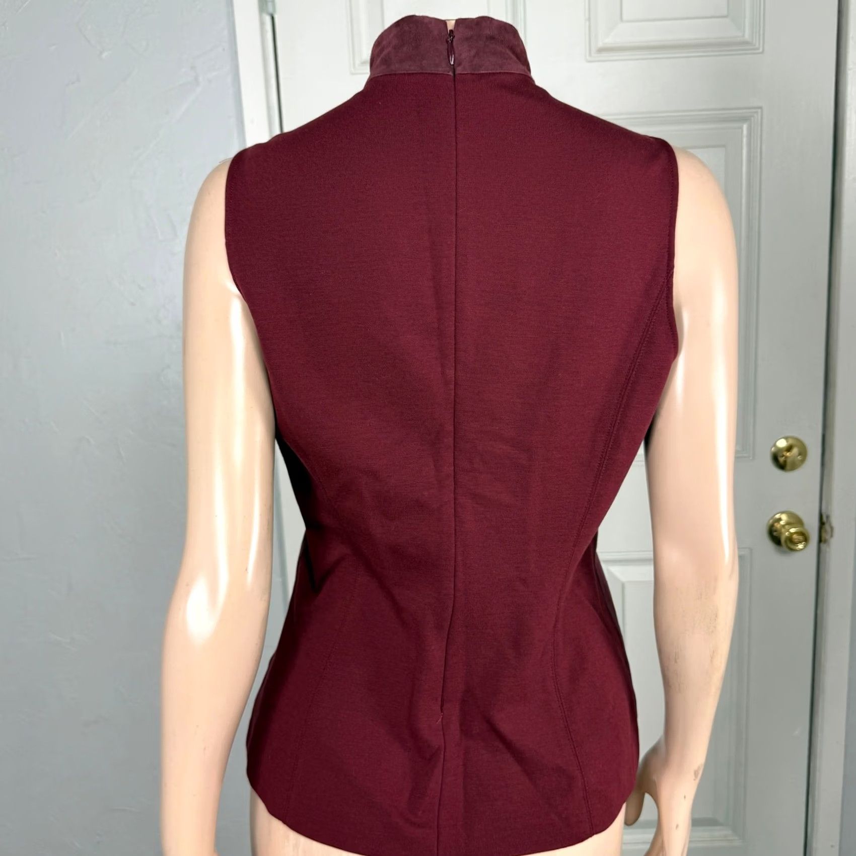 Theory Theory Womens Shirt M Red Suede Mock neck Blouse Career Size M / US 6-8 / IT 42-44 - 3 Thumbnail