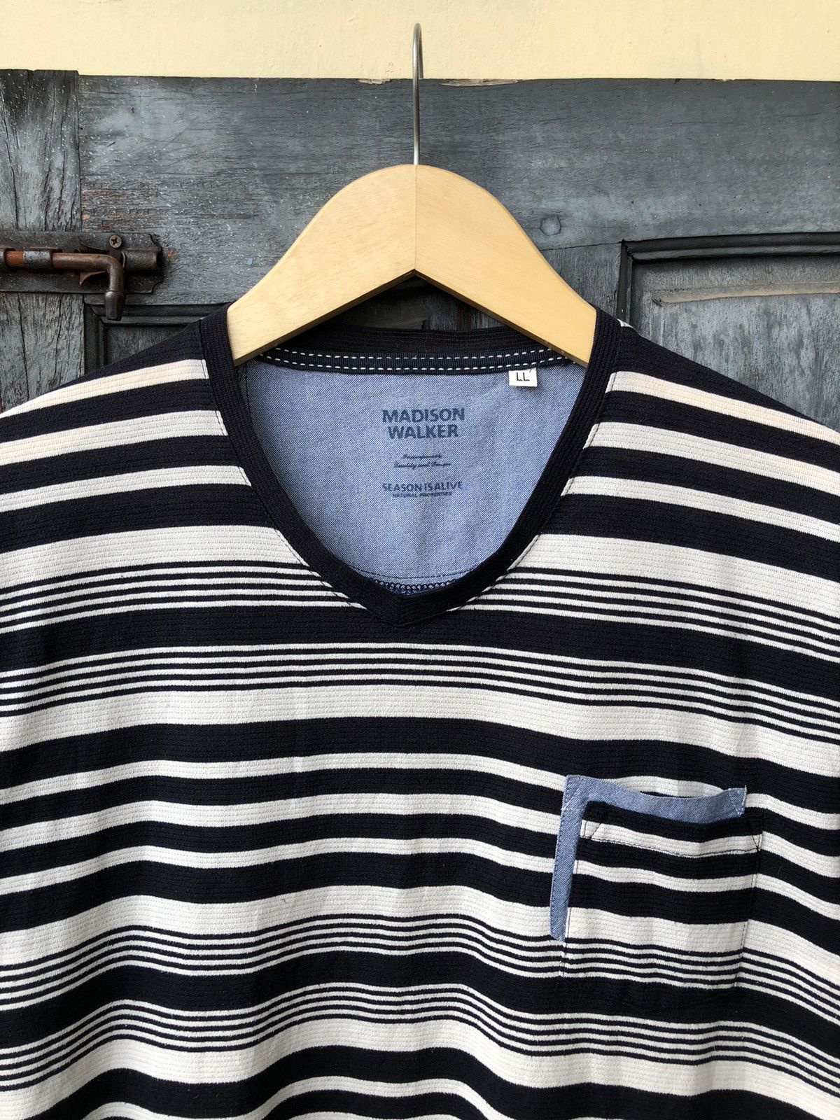 Japanese Brand Madison Walker Stripes Double Layer Pocket, Chill and Enjoy Size US XL / EU 56 / 4 - 6 Thumbnail