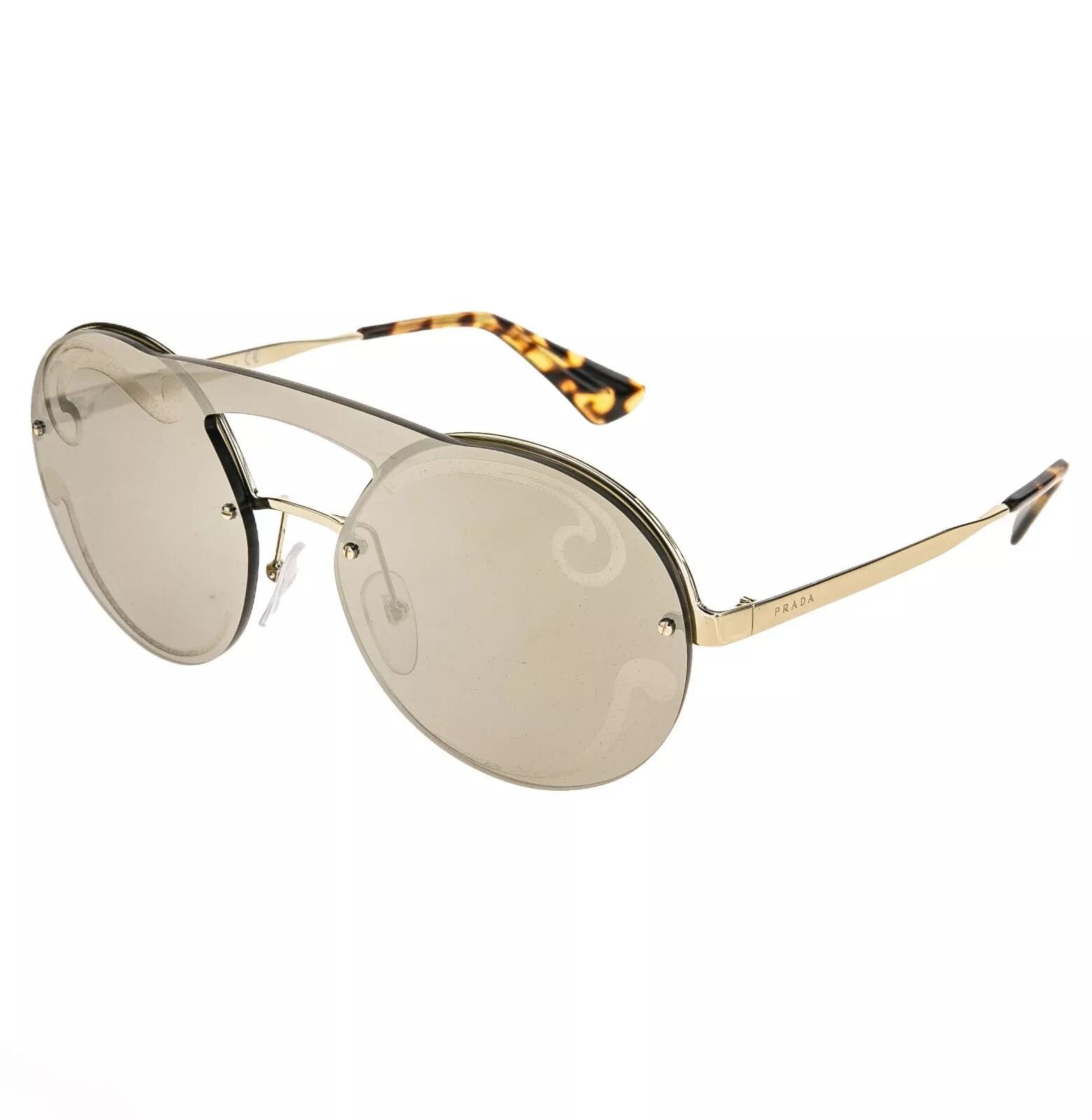 Prada PRADA 65T CINEMA Rimless Sunglasses Gold Swirl Mirror PR65TS Size ONE SIZE - 4 Thumbnail