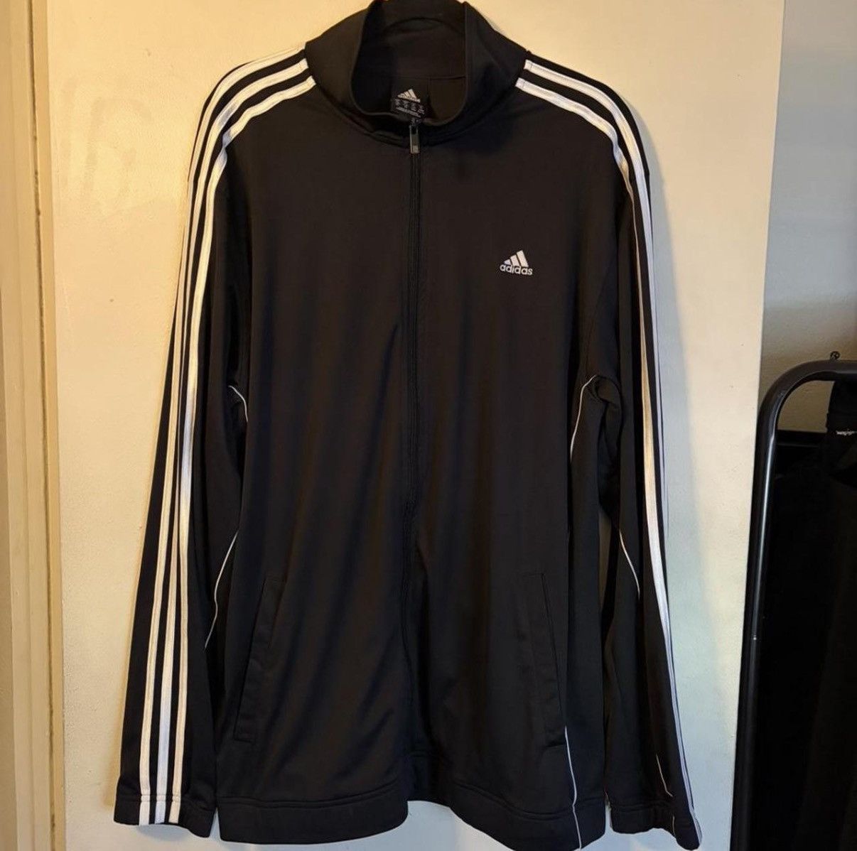 Adidas Adidas black jacket with white stripes Size XL Size US XL / EU 56 / 4 - 1 Thumbnail