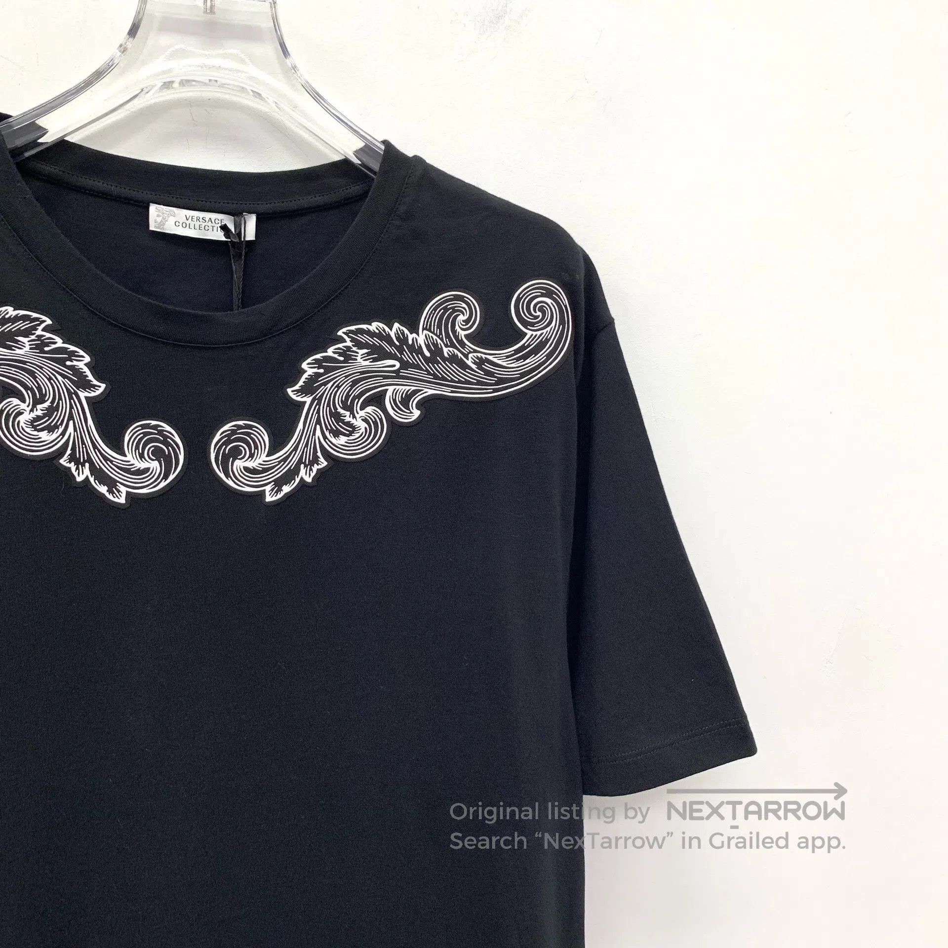 Versace Versace Black Pattern Printed Cotton Round Neck Short Slee Size US L / EU 52-54 / 3 - 3 Thumbnail