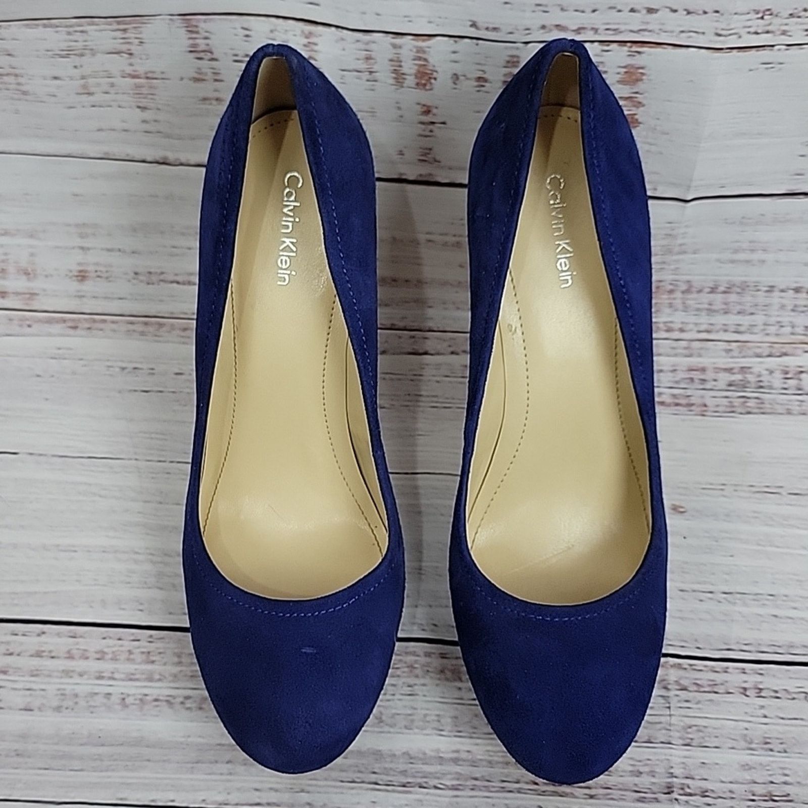 Calvin Klein Calvin Klein Blue Suede Snakeskin Heels Size 8.5 Size US 8.5 / IT 38.5 - 3 Thumbnail