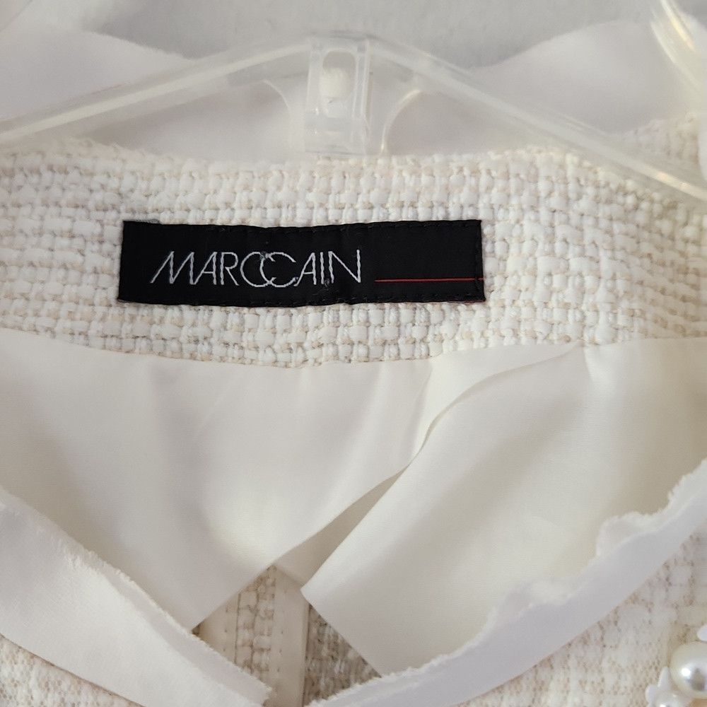 Other MARC CAIN | Tweed Jacket Zip Up Blazer Embellished Ivory Wh Size L / US 10 / IT 46 - 3 Thumbnail